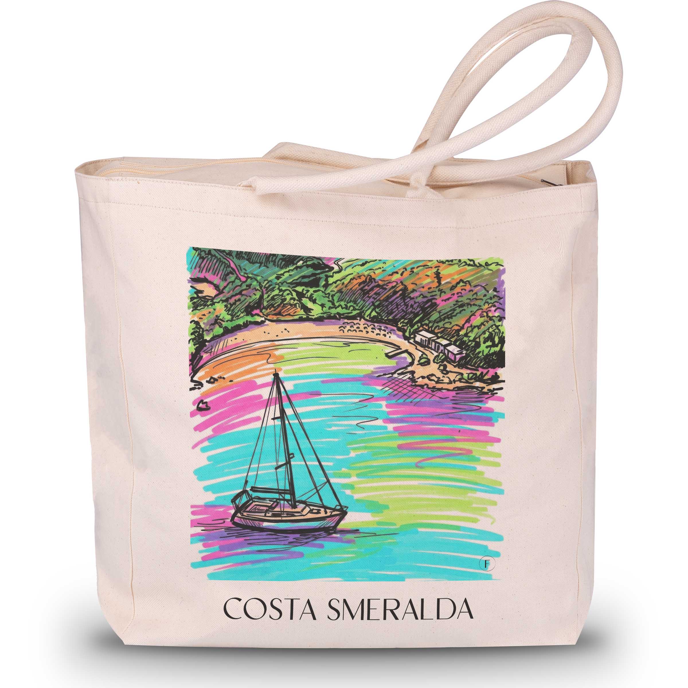 Costa Smeralda - Italien Tote Bag - Einkaufstasche im Tag Graffiti Stil
