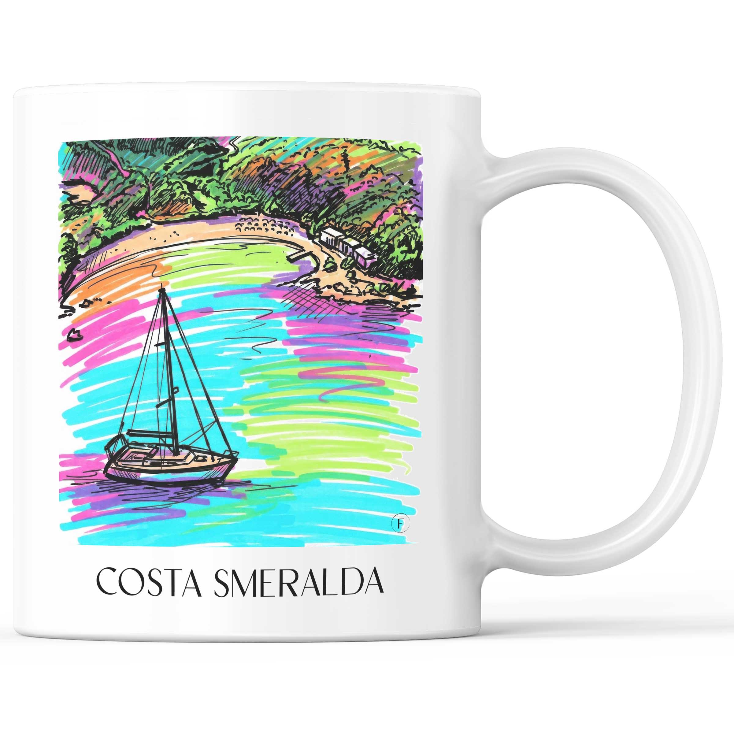 Costa Smeralda - Italien Becher - Kaffeetasse im Tag Graffiti Stil