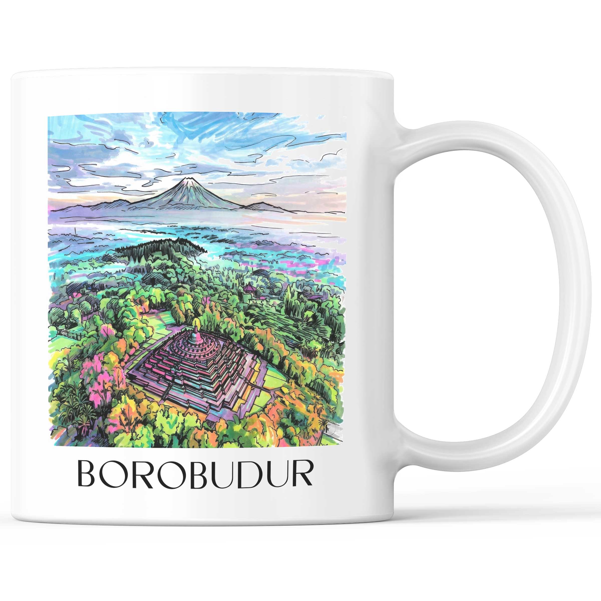 Borobodur - Indonesien Becher - Kaffeetasse im Tag Graffiti Stil
