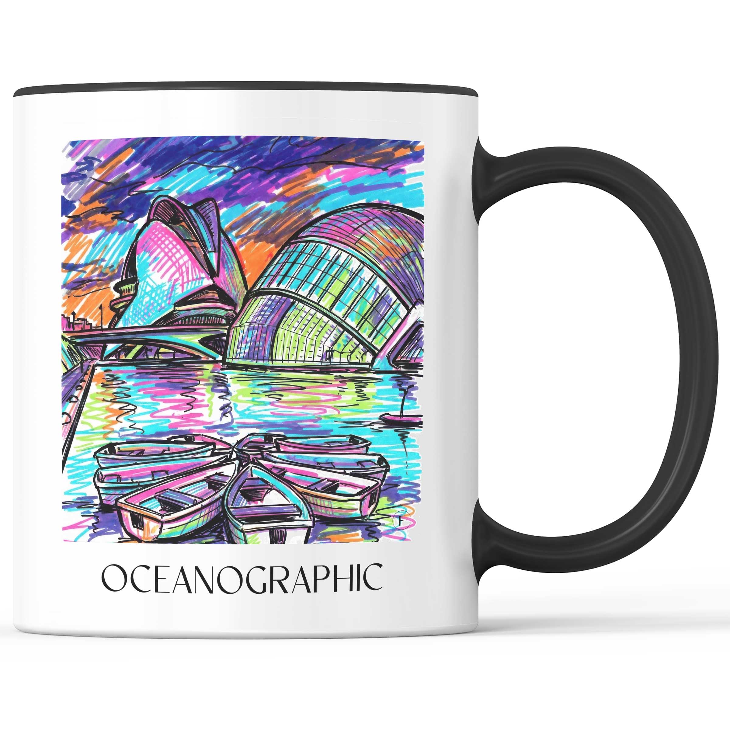 Oceanogràfic (Valencia) Kaffeebecher - Valencia - Spanien Becher - Kaffeetasse im Tag Graffiti Stil