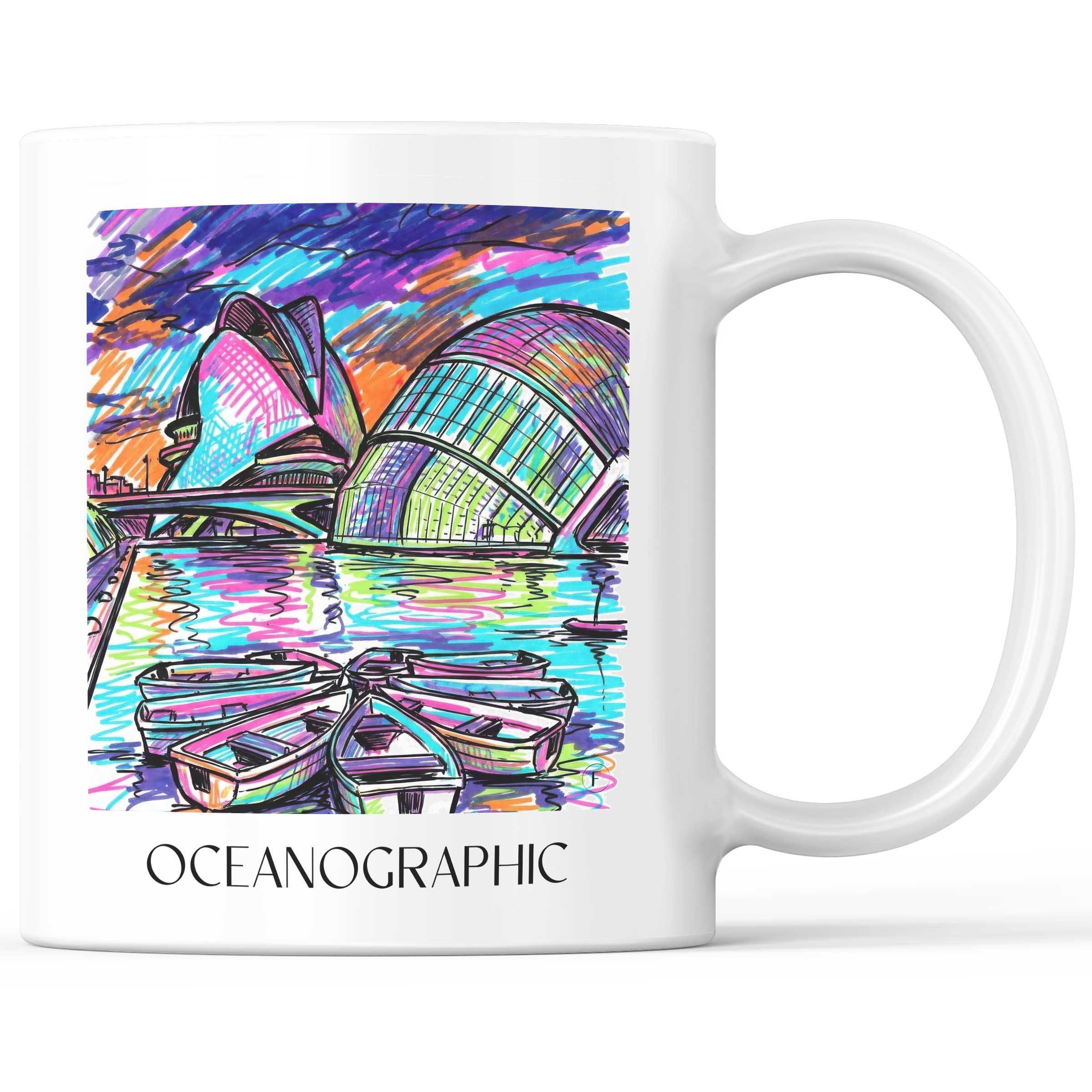 Oceanogràfic (Valencia) Kaffeebecher - Valencia - Spanien Becher - Kaffeetasse im Tag Graffiti Stil