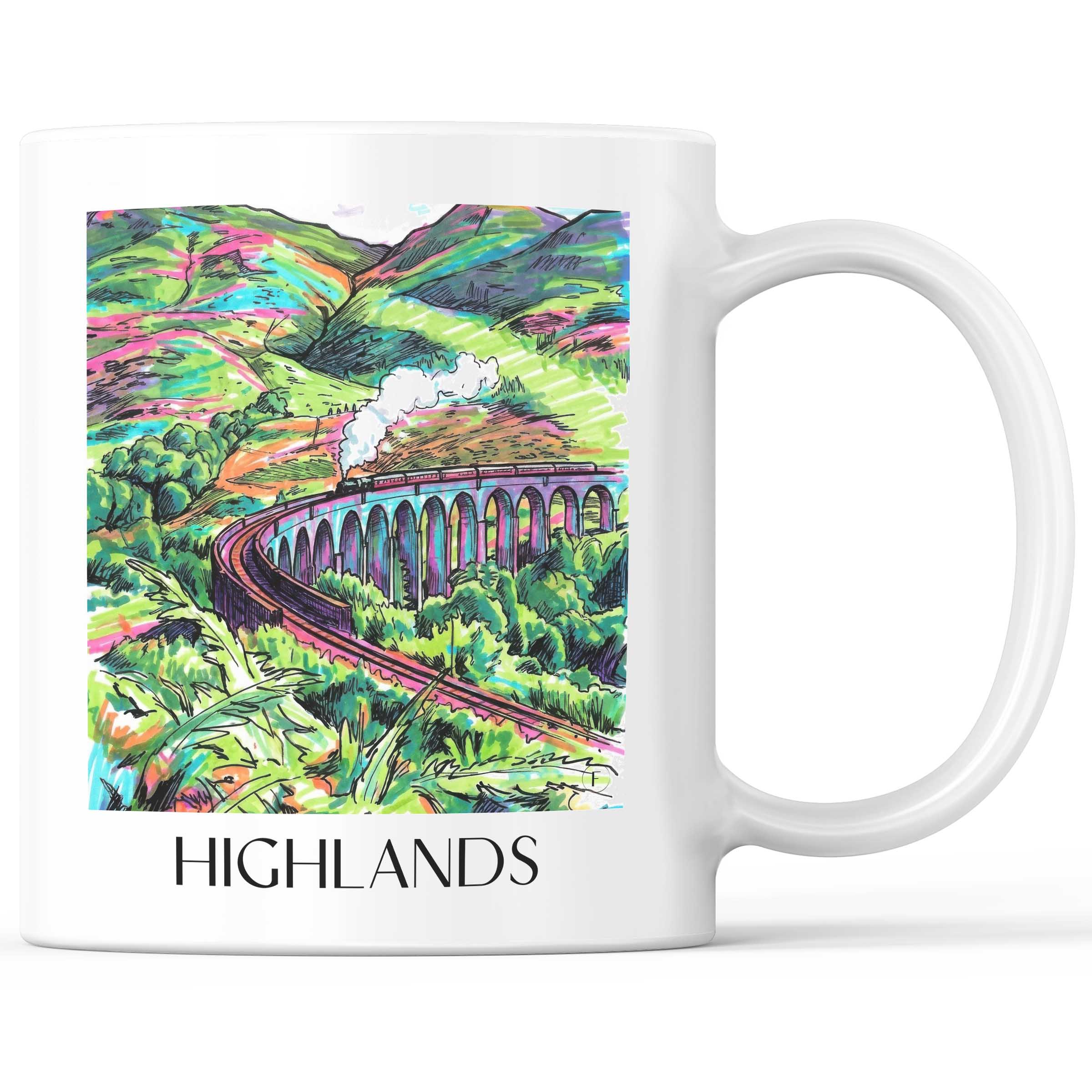 Highlands Kaffeebecher - Schottland - Schottland Becher - Kaffeetasse im Tag Graffiti Stil