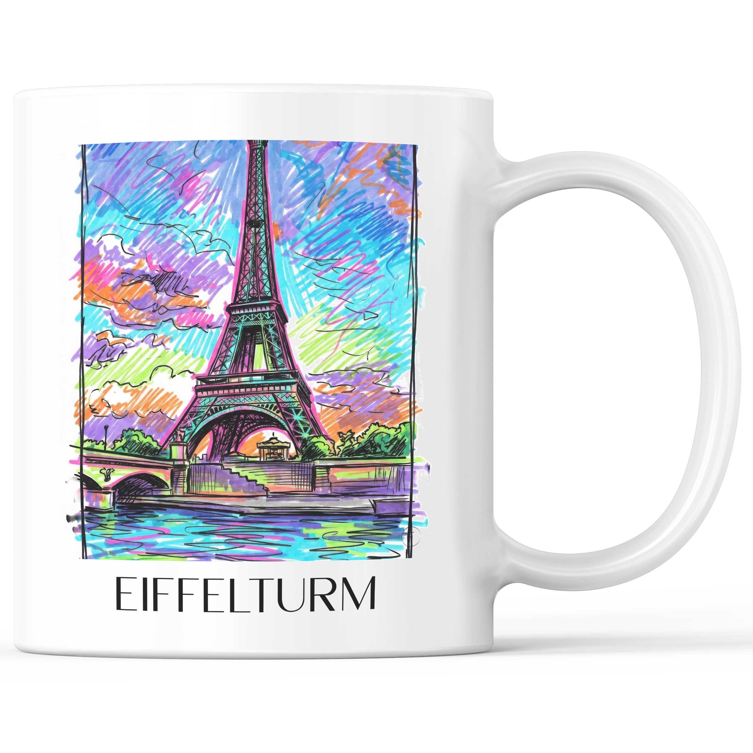 Eiffelturm Kaffeebecher - Paris - Frankreich Becher - Kaffeetasse im Tag Graffiti Stil