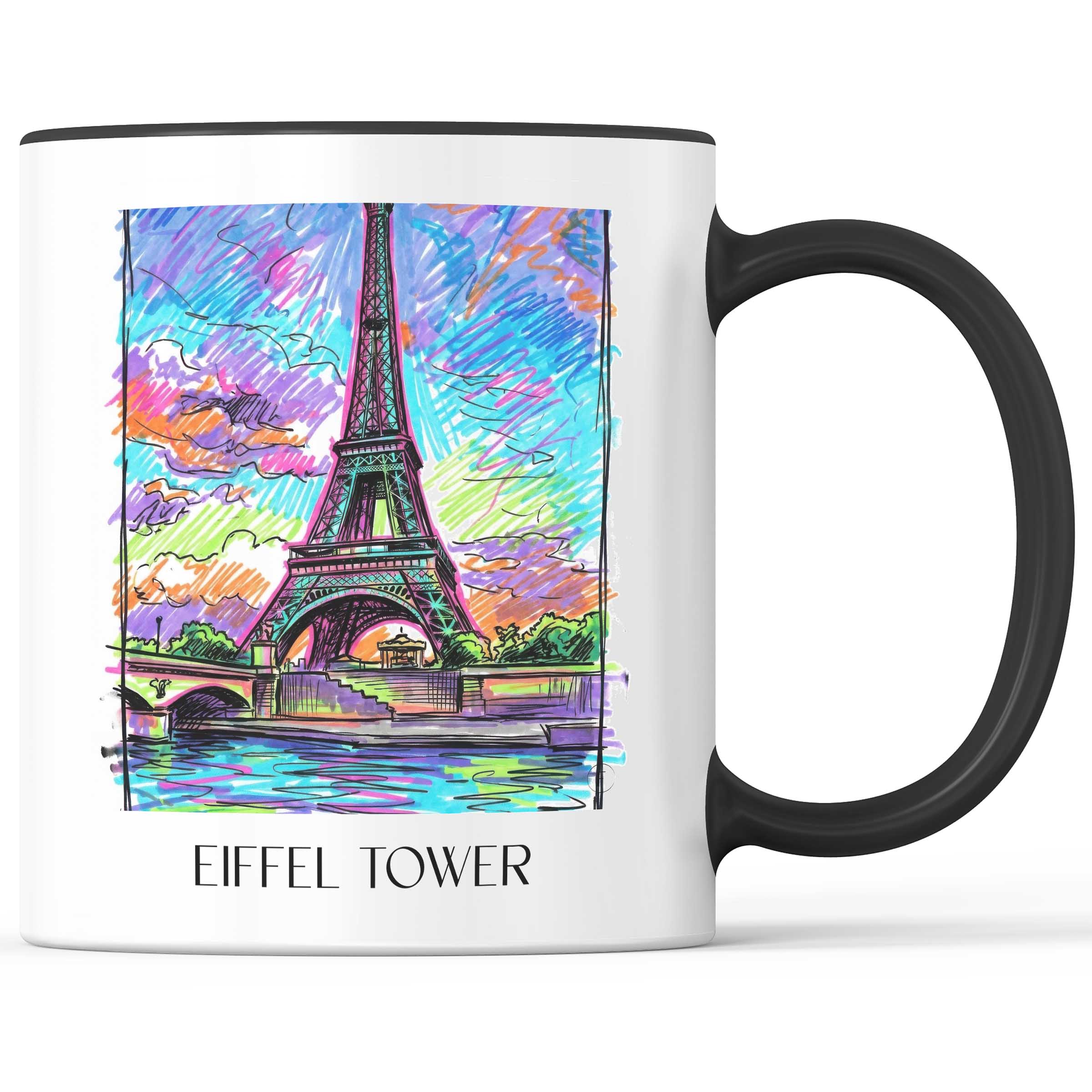 Eiffelturm Kaffeebecher - Paris - Frankreich Becher - Kaffeetasse im Tag Graffiti Stil