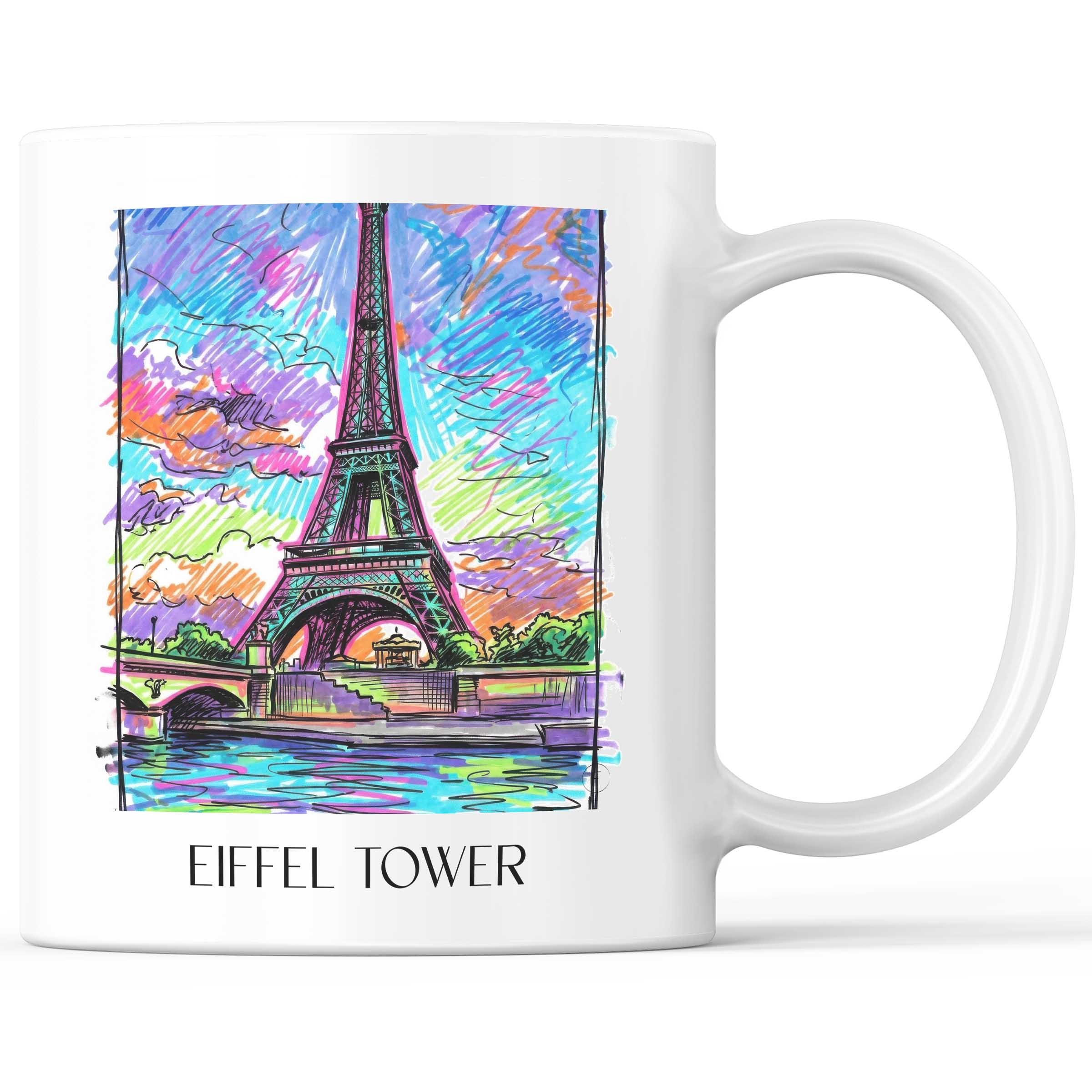 Eiffelturm Kaffeebecher - Paris - Frankreich Becher - Kaffeetasse im Tag Graffiti Stil