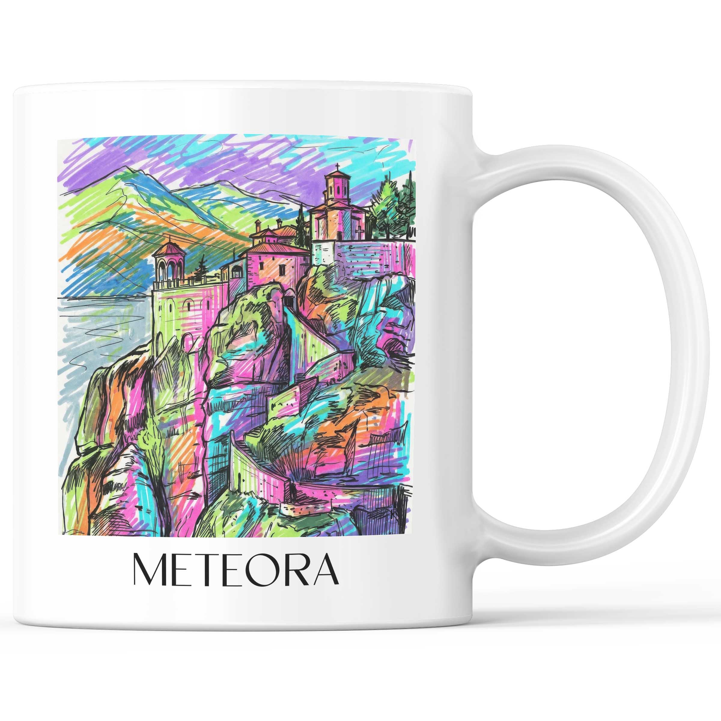 Meteora Kaffeebecher - Griechenland - Griechenland Becher - Kaffeetasse im Tag Graffiti Stil
