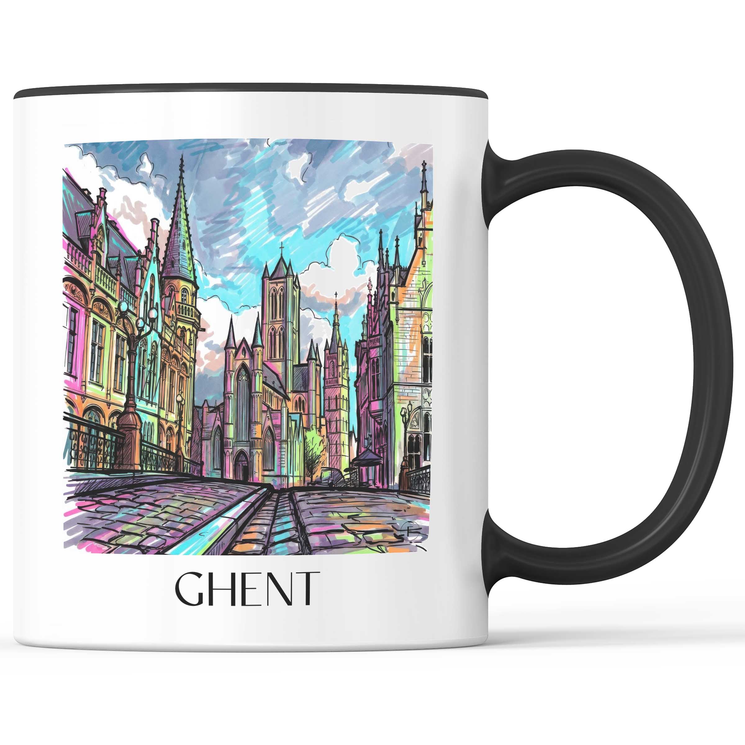 Gent Kaffeebecher - Belgien - Belgien Becher - Kaffeetasse im Tag Graffiti Stil