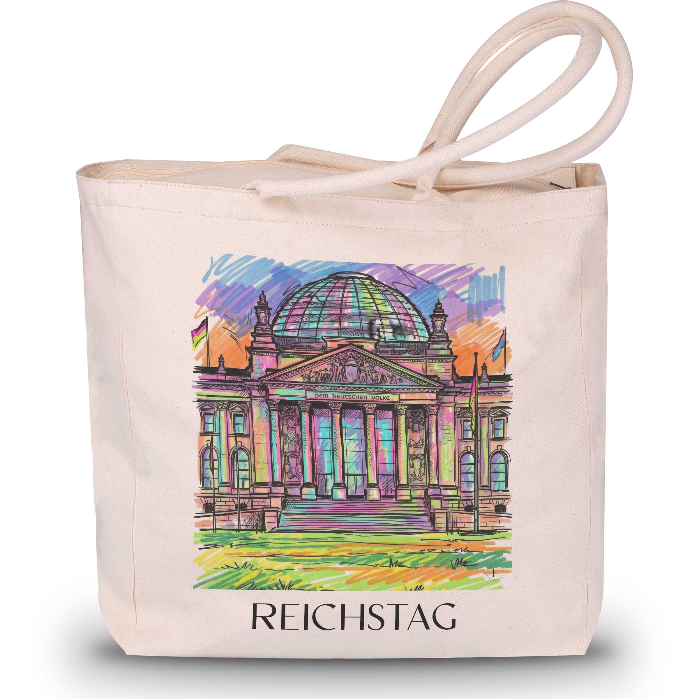 Reichstag Shopping Tasche - Berlin - Deutschland Tote Bag - Einkaufstasche im Tag Graffiti Stil