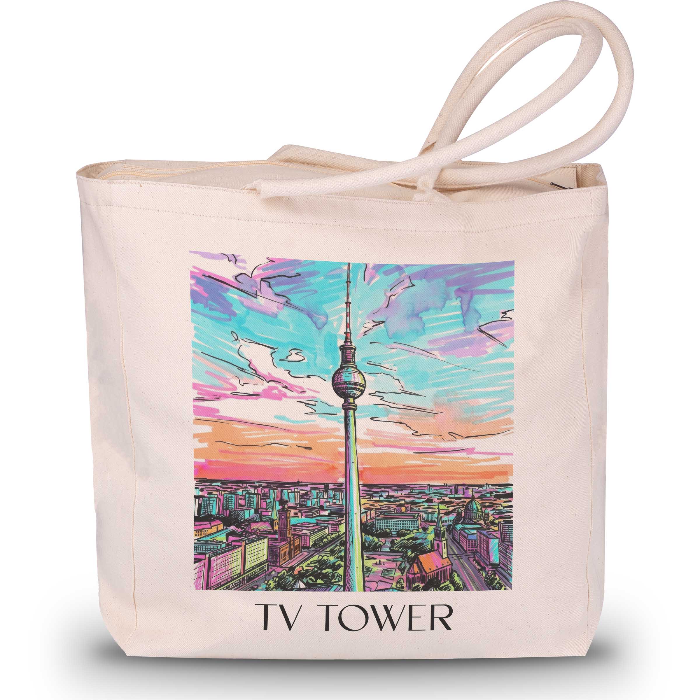 Fernsehturm Shopping Tasche - Berlin - Deutschland Tote Bag - Einkaufstasche im Tag Graffiti Stil
