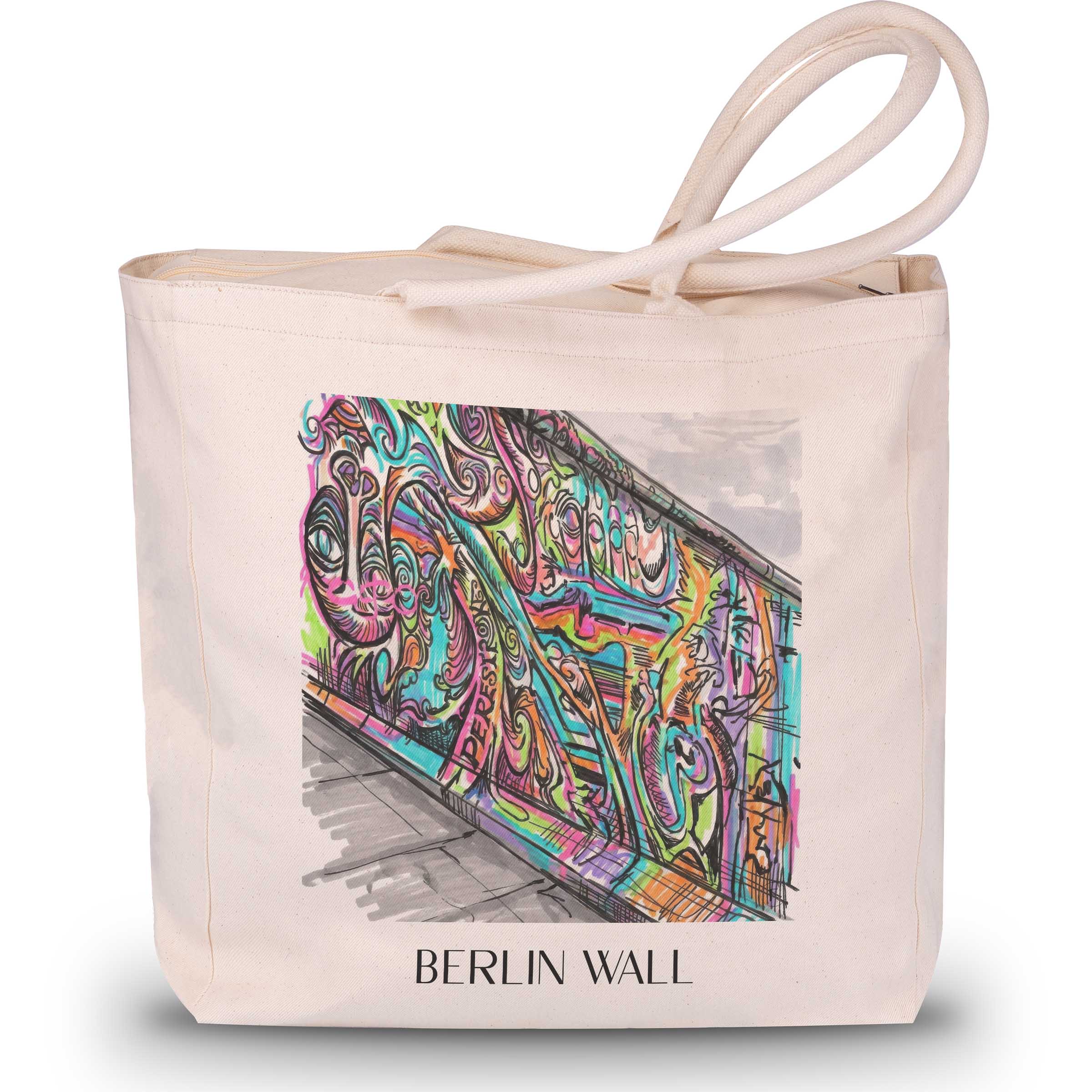 Berliner Mauer Shopping Tasche - Berlin - Deutschland Tote Bag - Einkaufstasche im Tag Graffiti Stil