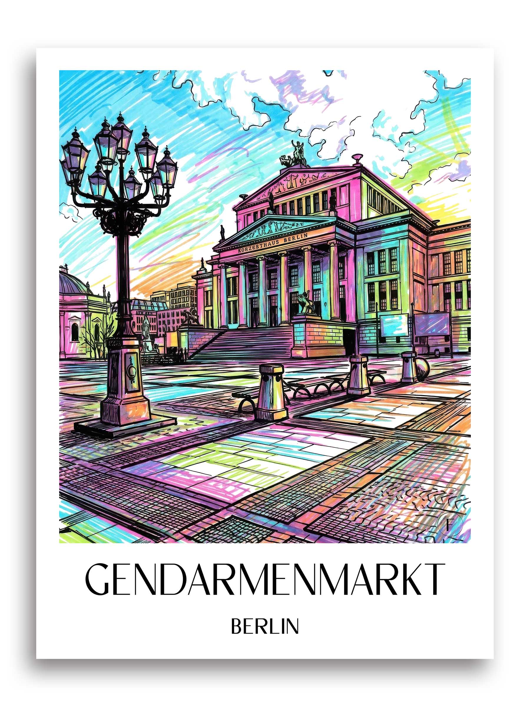 Gendarmenmarkt Poster - Berlin - Deutschland Kunstdruck - Tag Graffiti von A4 bis A1