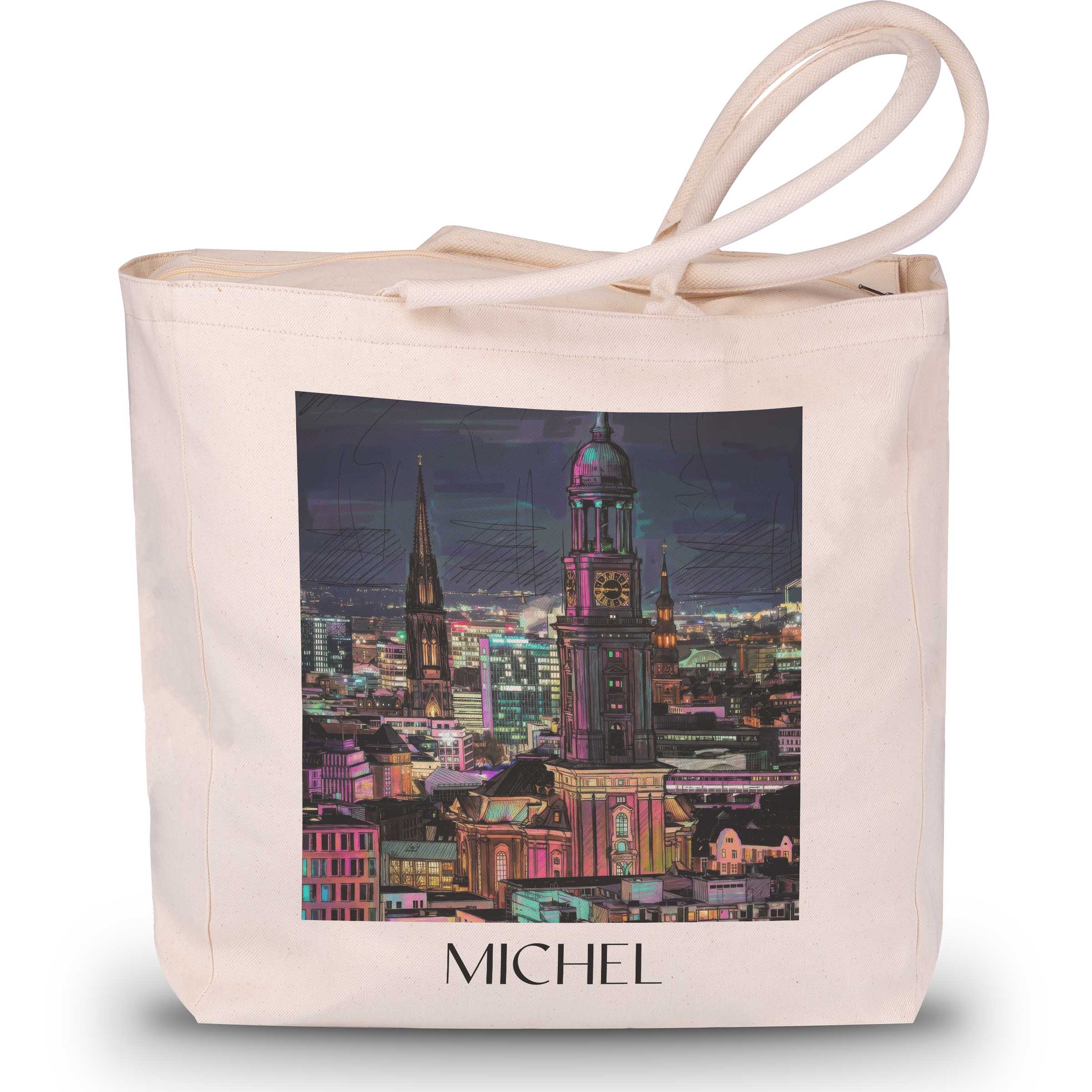 Michel Shopping Tasche - Hamburg - Deutschland Tote Bag - Einkaufstasche im Tag Graffiti Stil