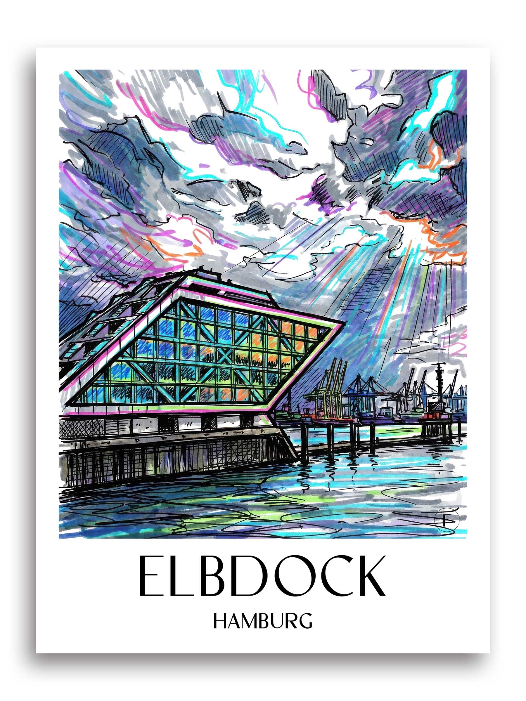 Elbdock Poster - Hamburg - Deutschland Kunstdruck - Tag Graffiti von A4 bis A1