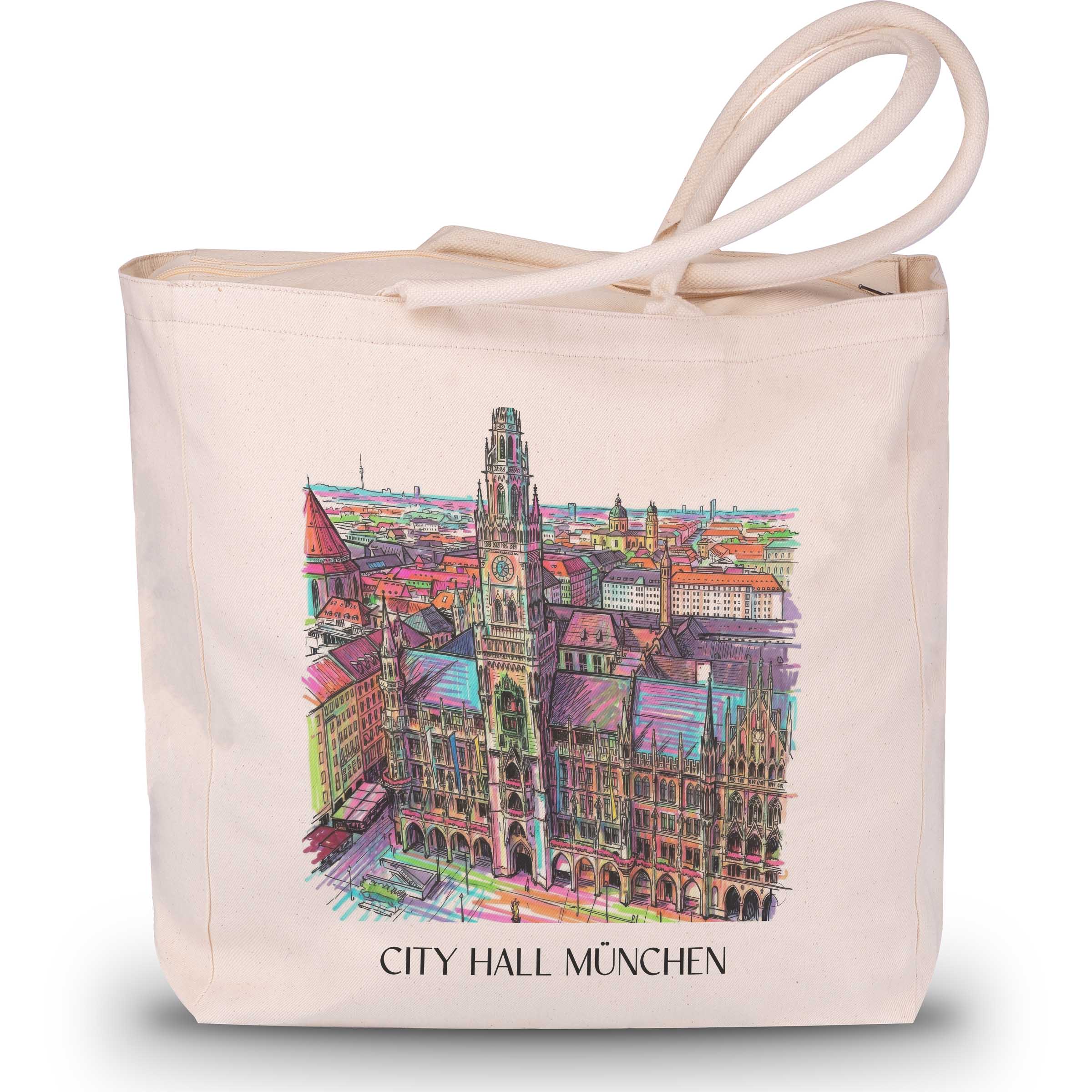 Rathaus Shopping Tasche - München - Deutschland Tote Bag - Einkaufstasche im Tag Graffiti Stil