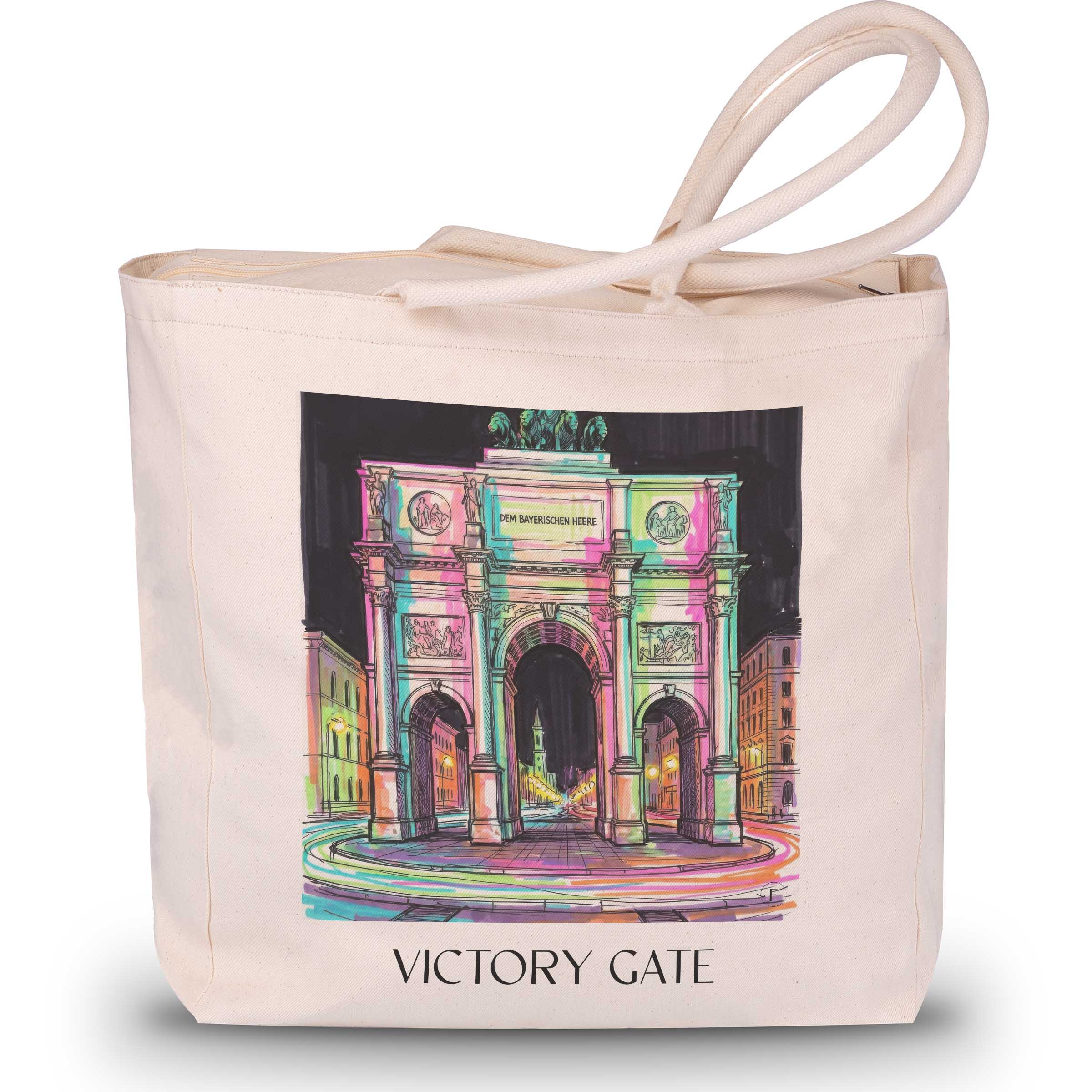 Siegestor Shopping Tasche - München - Deutschland Tote Bag - Einkaufstasche im Tag Graffiti Stil