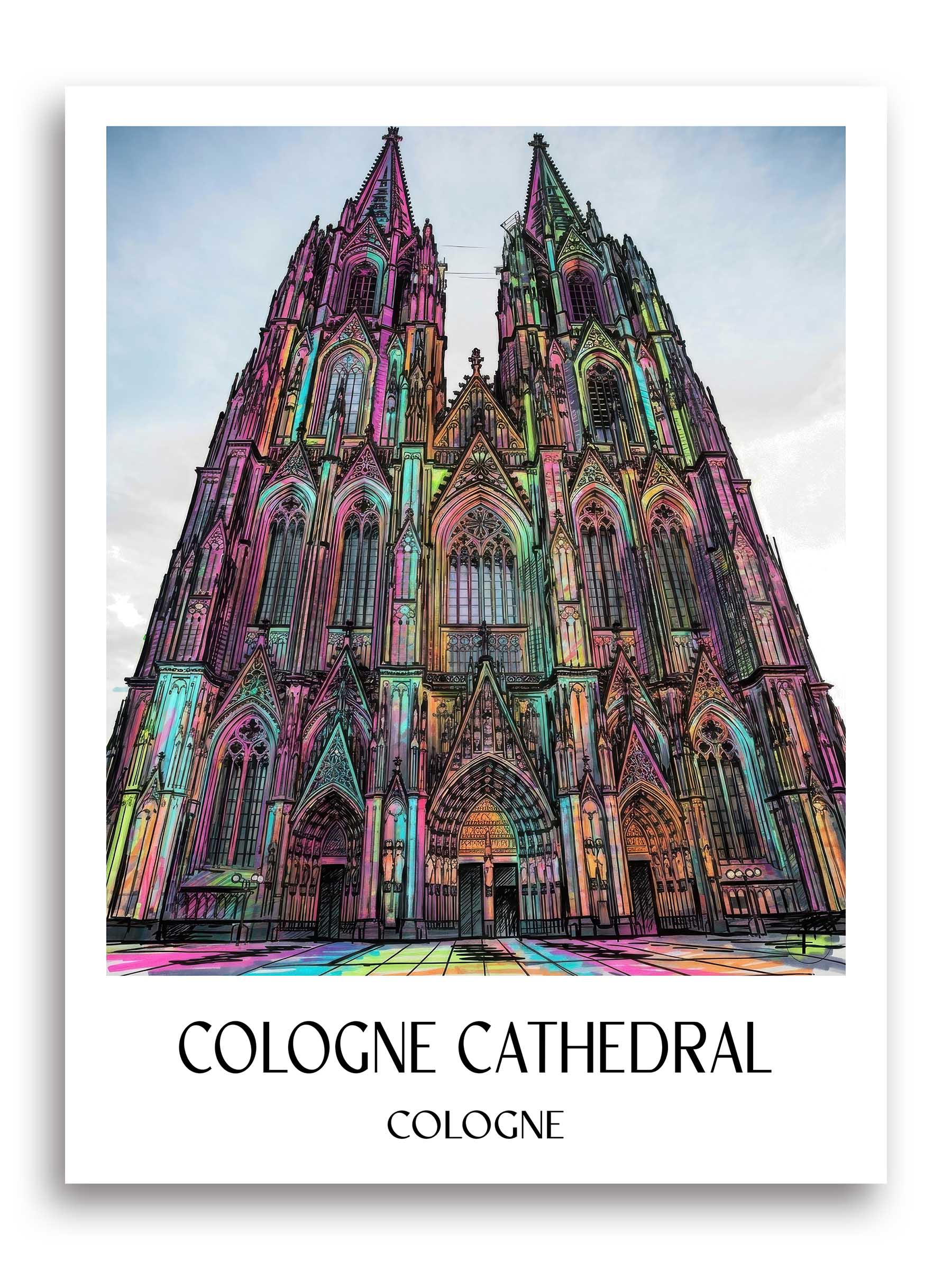 Kölner Dom Poster - Köln - Deutschland Kunstdruck - Tag Graffiti von A4 bis A1