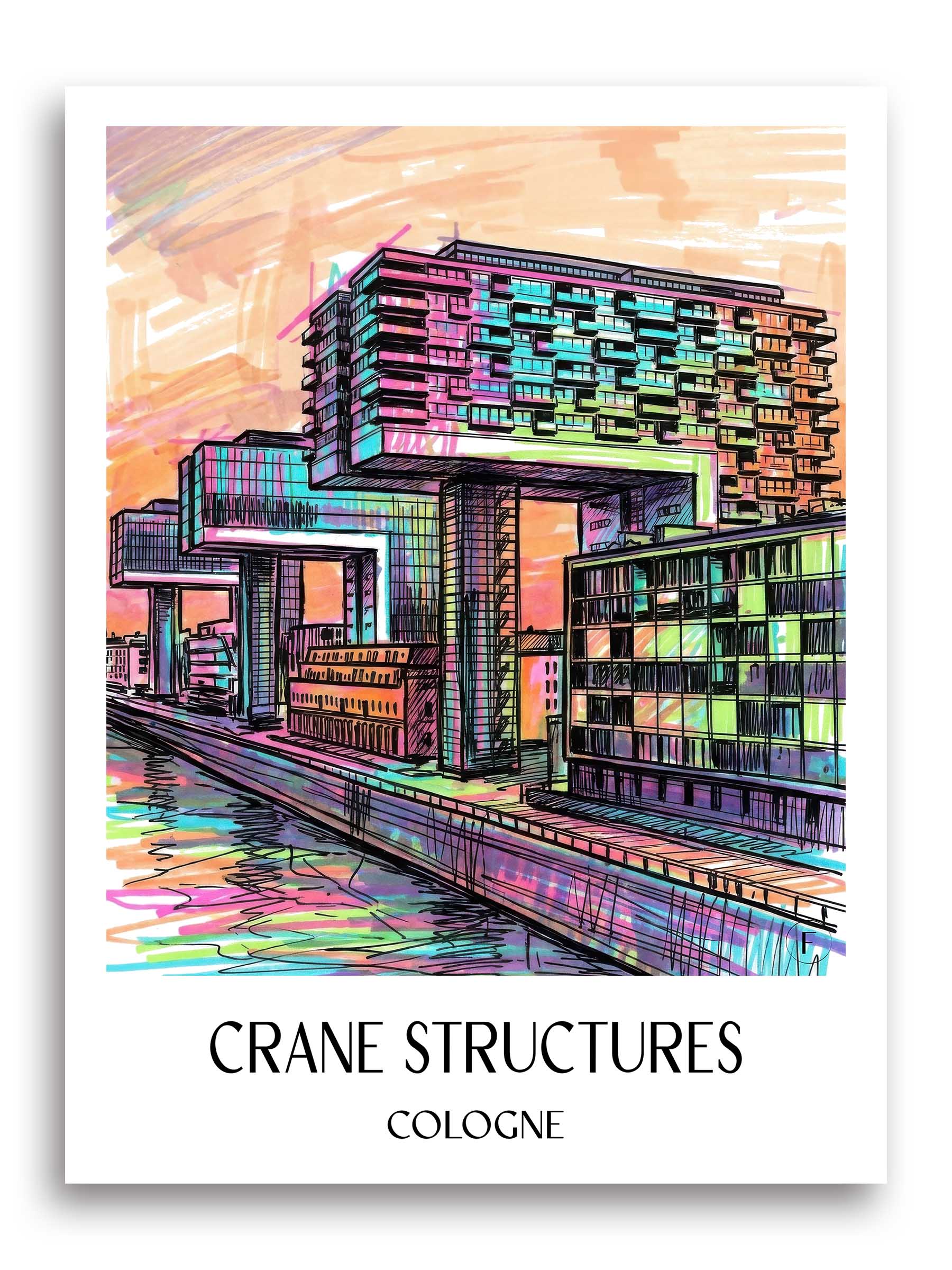 Kranbauten Poster - Köln - Deutschland Kunstdruck - Tag Graffiti von A4 bis A1