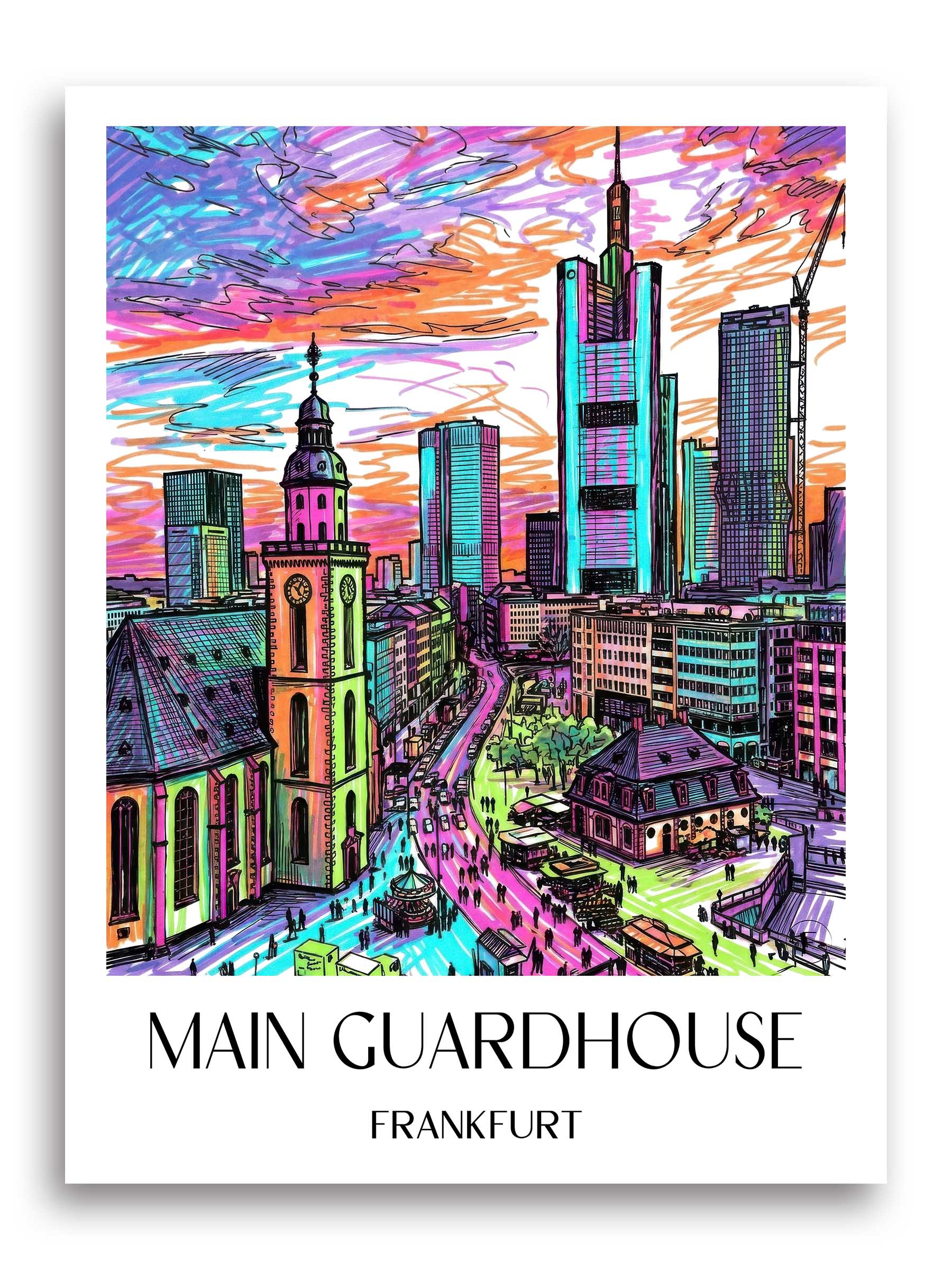 Hauptwache Poster - Frankfurt - Deutschland Kunstdruck - Tag Graffiti von A4 bis A1