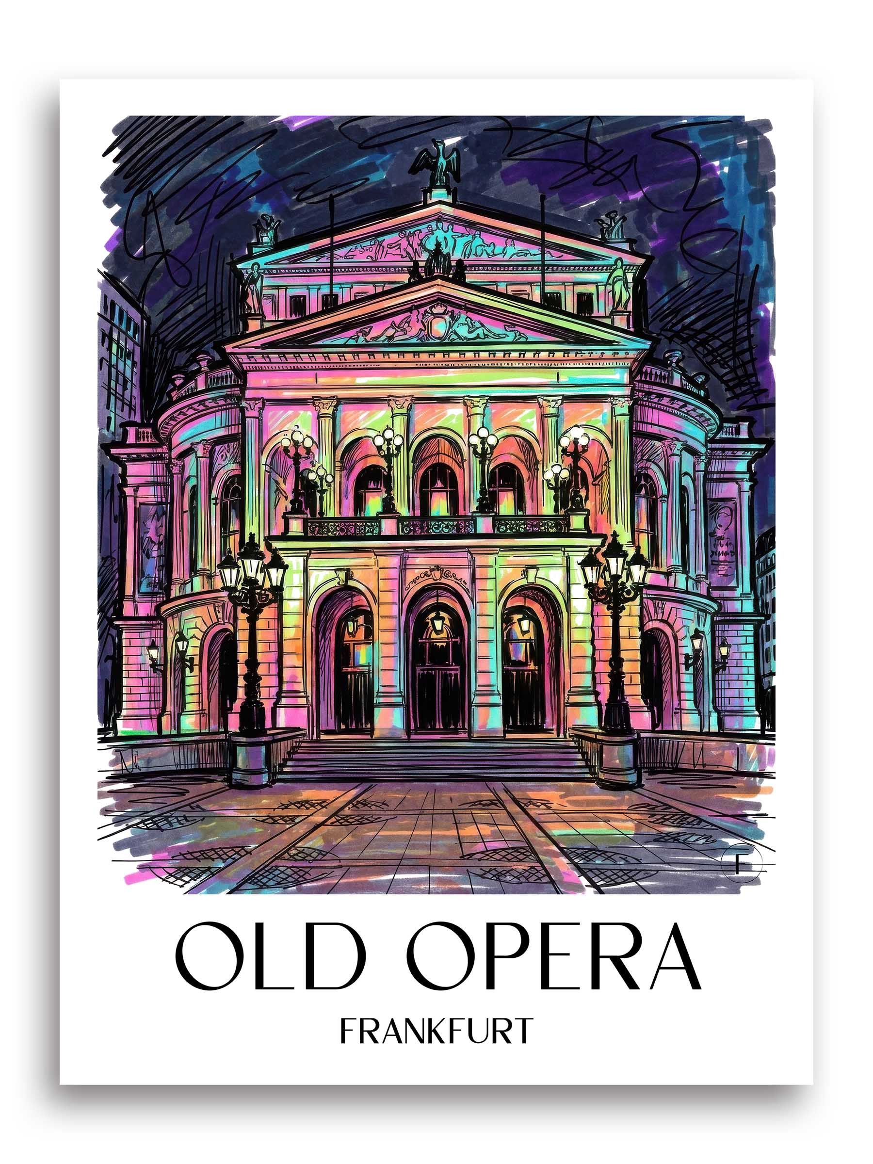 Alte Oper Poster - Frankfurt - Deutschland Kunstdruck - Tag Graffiti von A4 bis A1