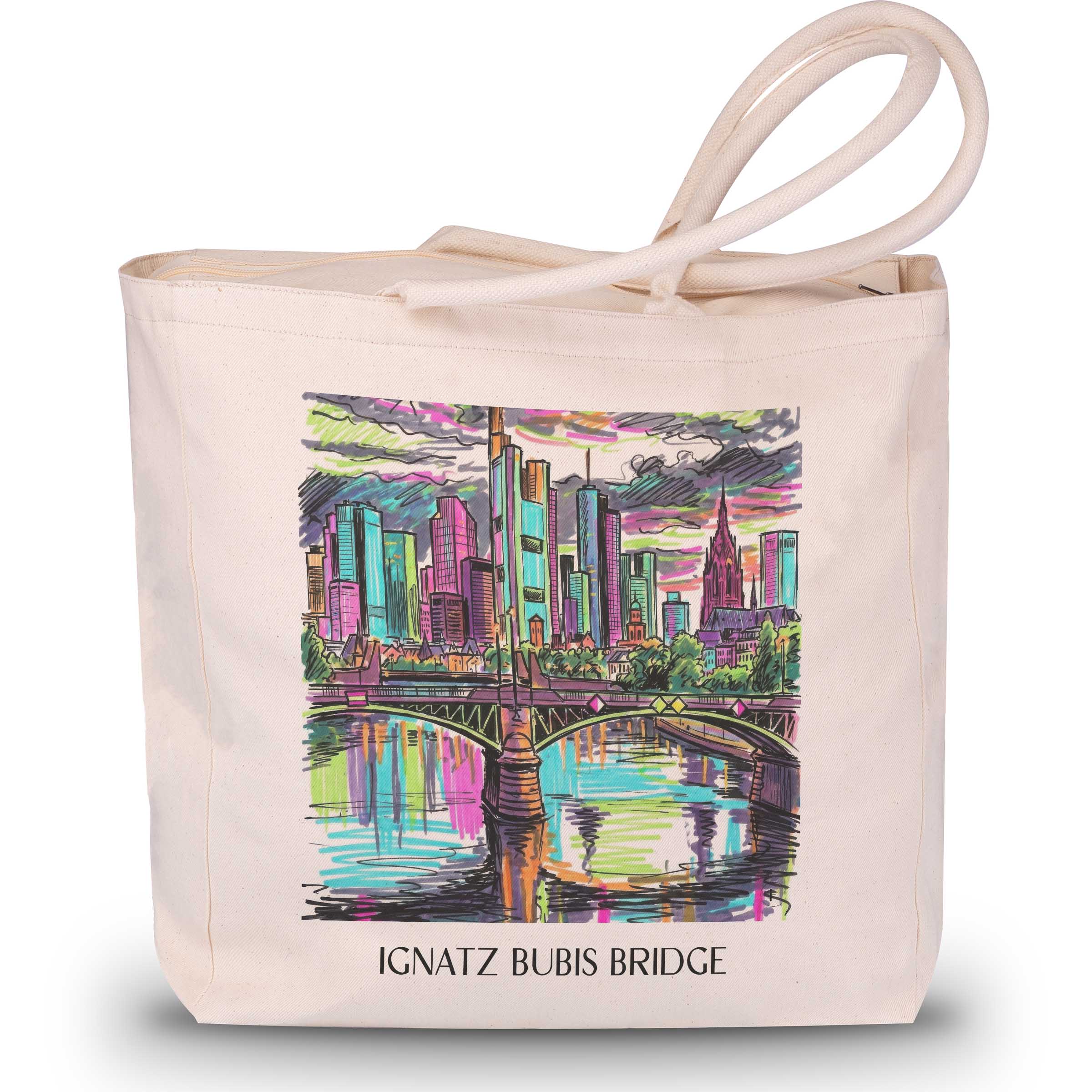 Ignatz-Bubis-Brücke Shopping Tasche - Frankfurt - Deutschland Tote Bag - Einkaufstasche im Tag Graffiti Stil