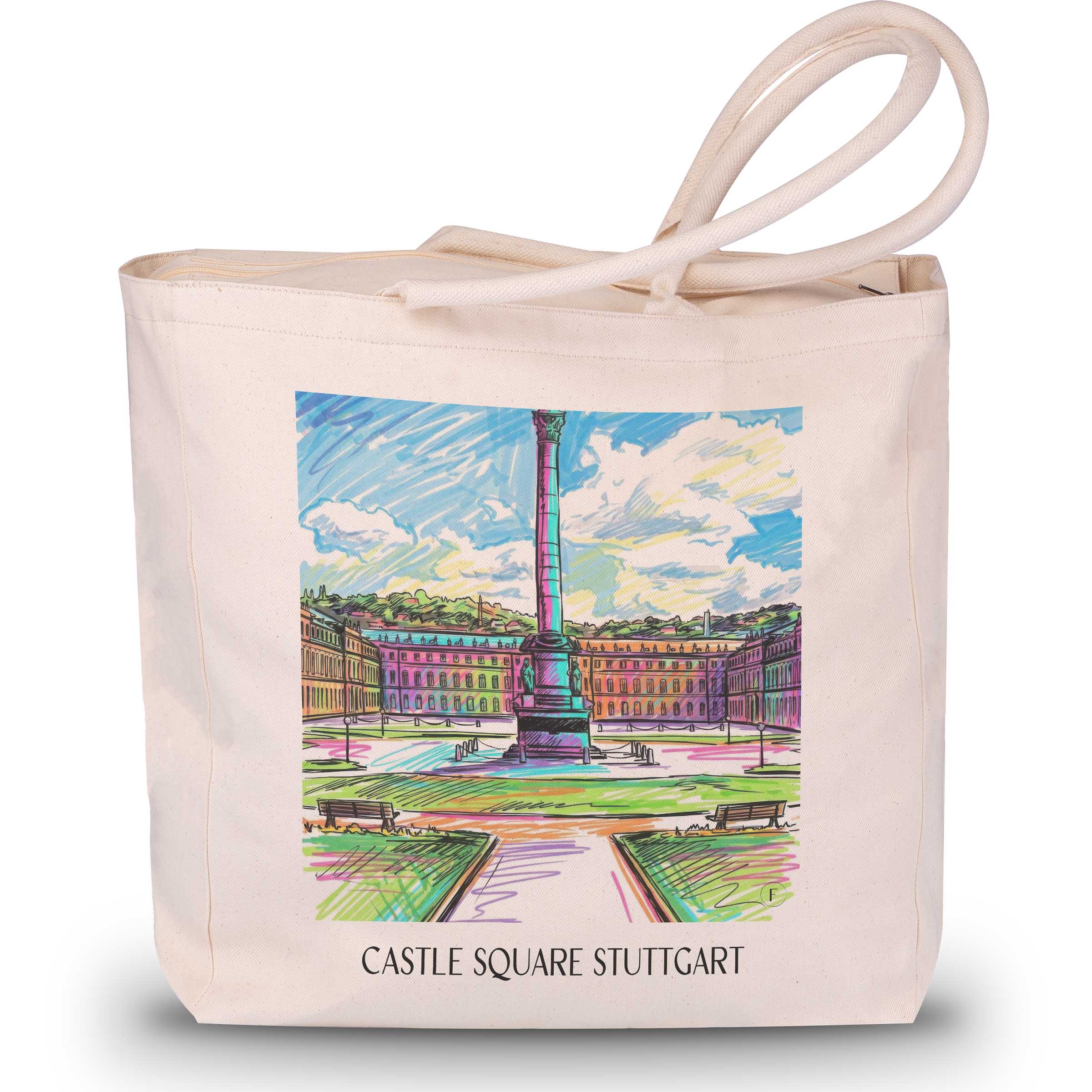 Schlossplatz Shopping Tasche - Stuttgart - Deutschland Tote Bag - Einkaufstasche im Tag Graffiti Stil