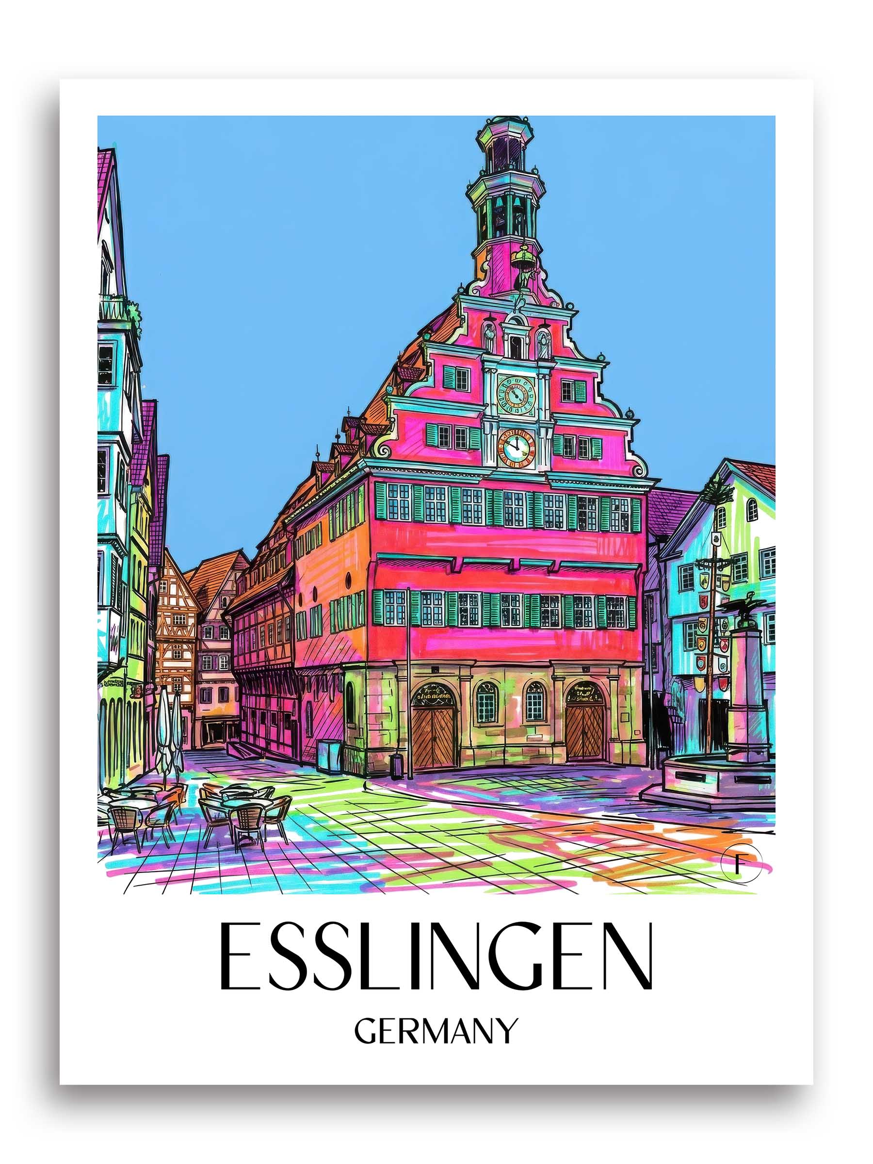 Esslingen Poster - - Deutschland Kunstdruck - Tag Graffiti von A4 bis A1