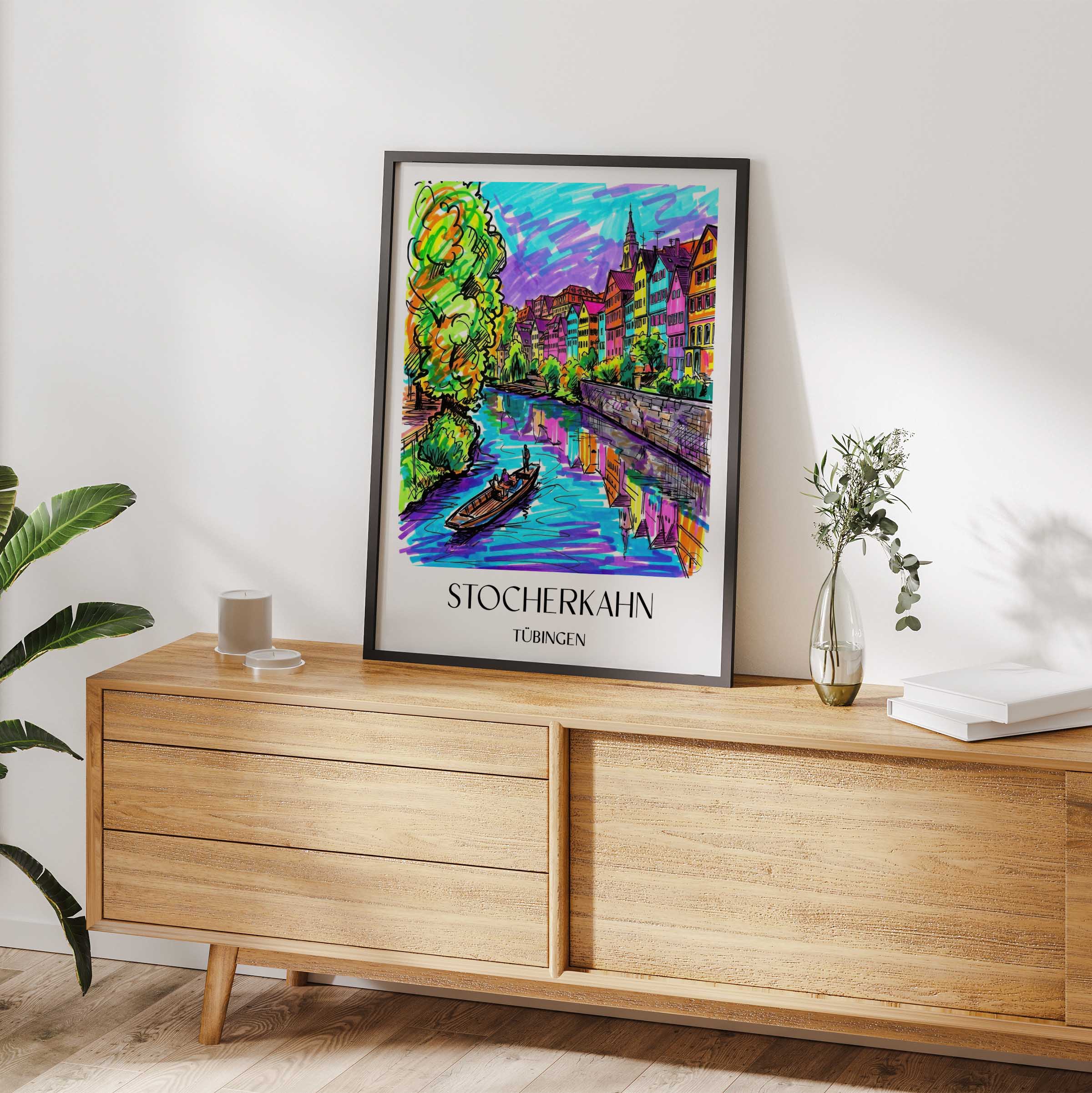 stocherkahn-tübingen-deutschland-poster-graffiti