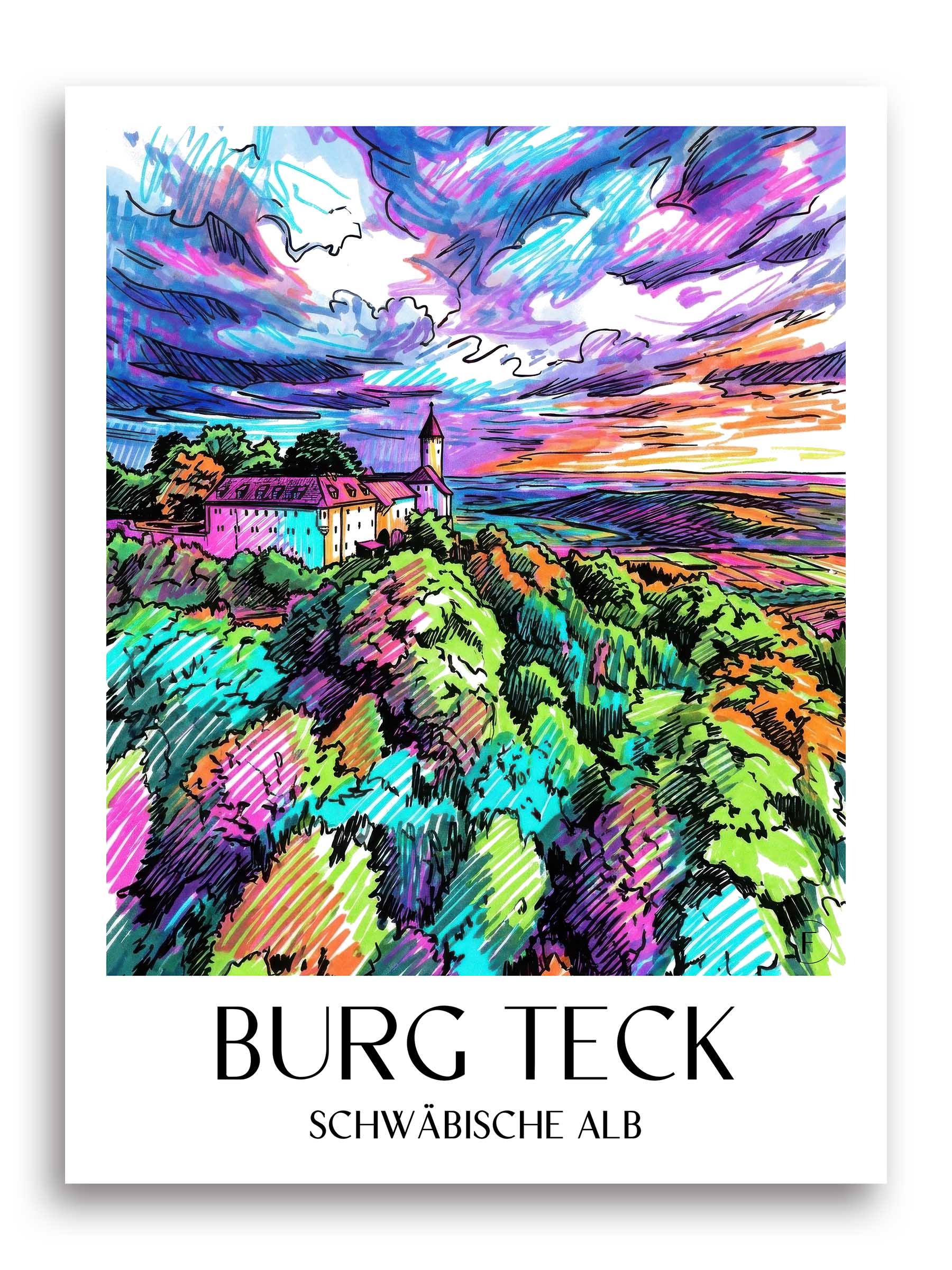 burg-teck-schwäbische-alb-deutschland-poster-graffiti