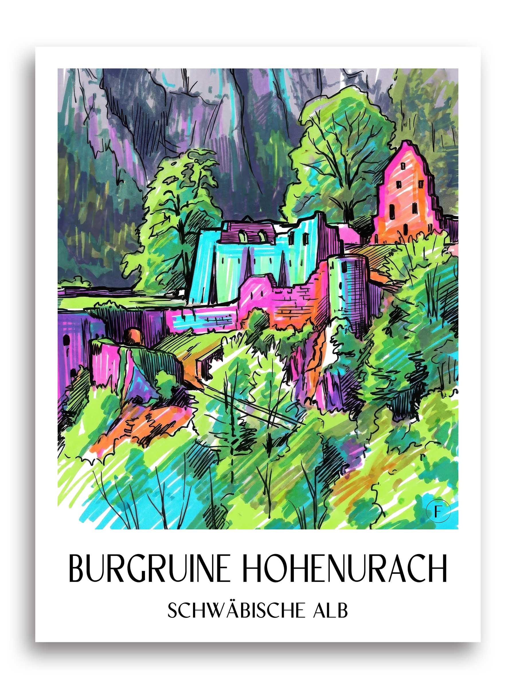 burgruine-hohenurach-schwäbische-alb-deutschland-poster-graffiti