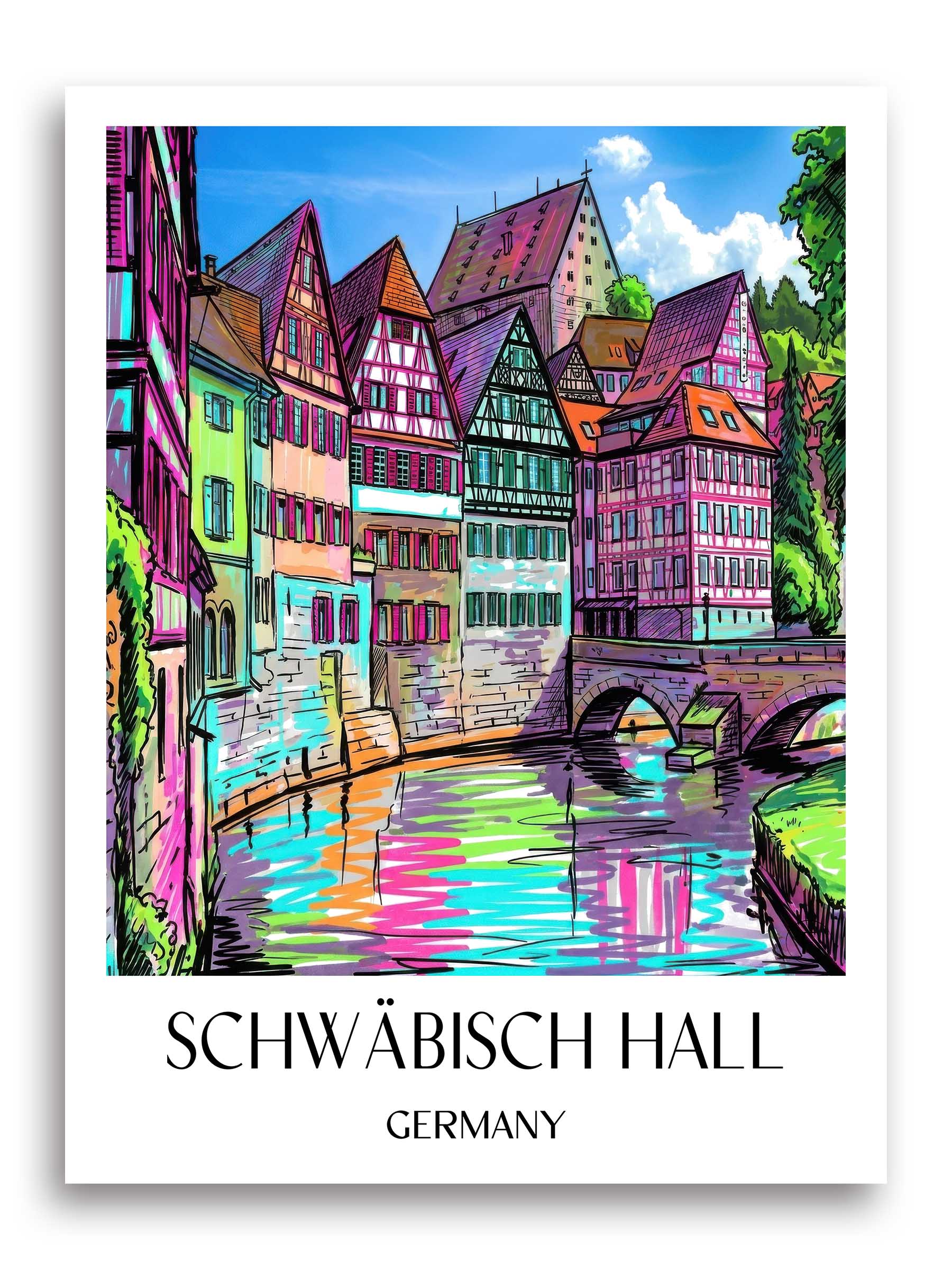 Schwäbisch Hall Poster - - Deutschland Kunstdruck - Tag Graffiti von A4 bis A1
