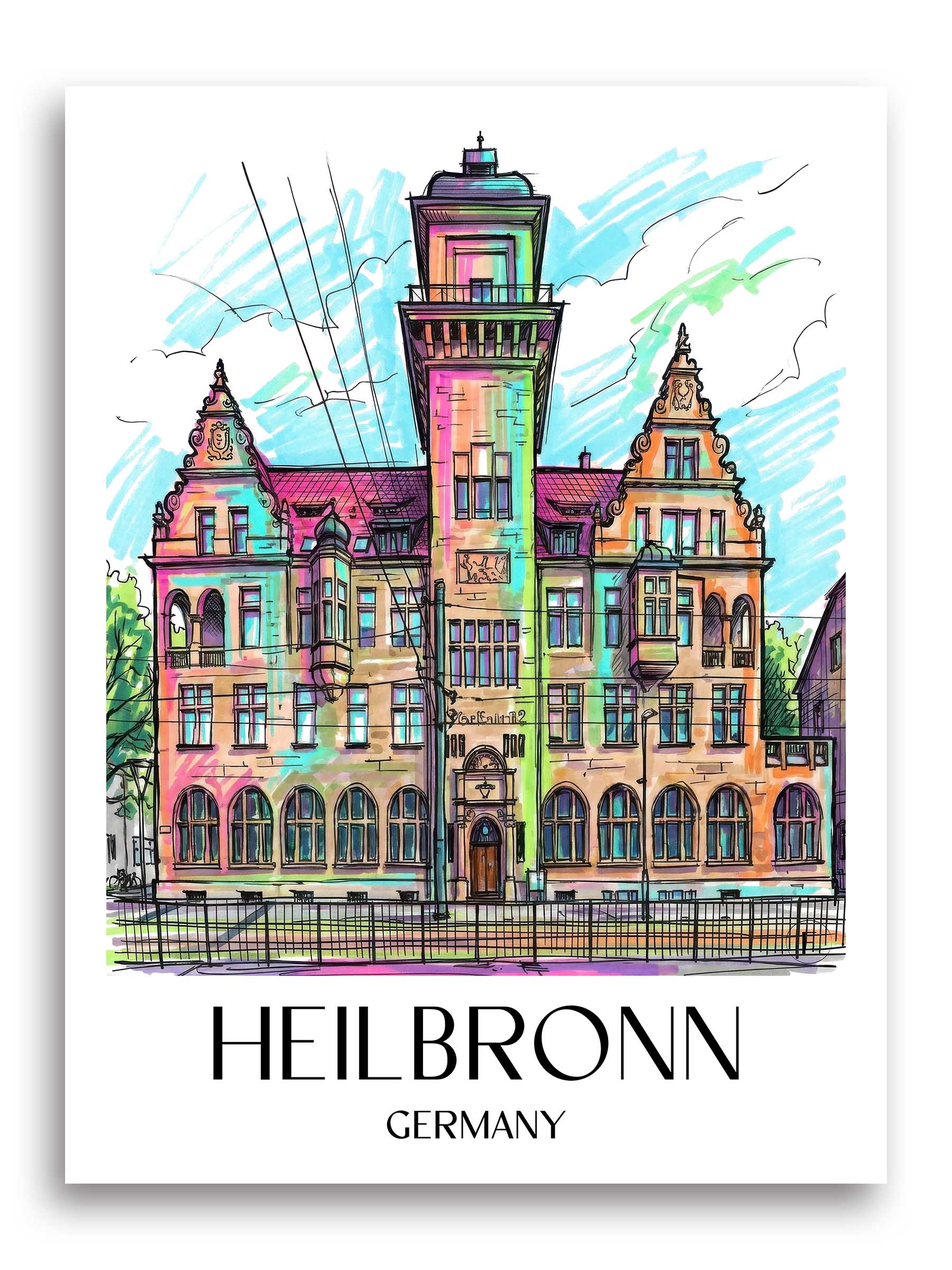 Heilbronn Poster - - Deutschland Kunstdruck - Tag Graffiti von A4 bis A1