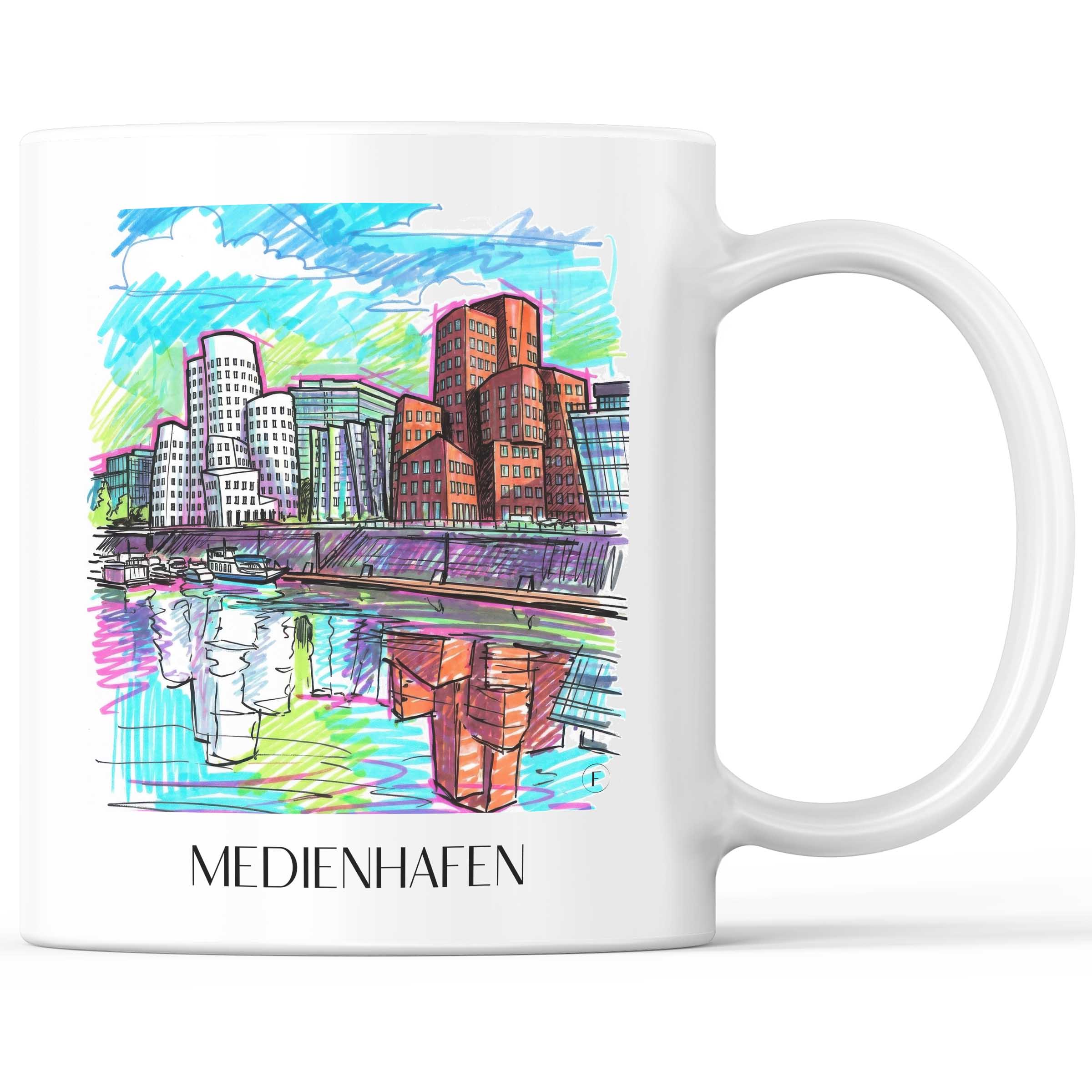 Medienhafen Kaffeebecher - Düsseldorf - Deutschland Becher - Kaffeetasse im Tag Graffiti Stil