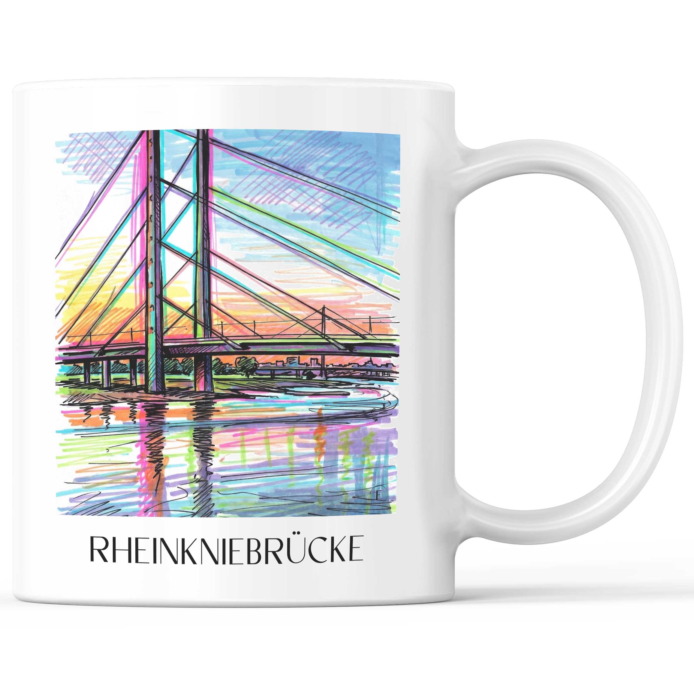 Rheinkniebrücke Kaffeebecher - Düsseldorf - Deutschland Becher - Kaffeetasse im Tag Graffiti Stil