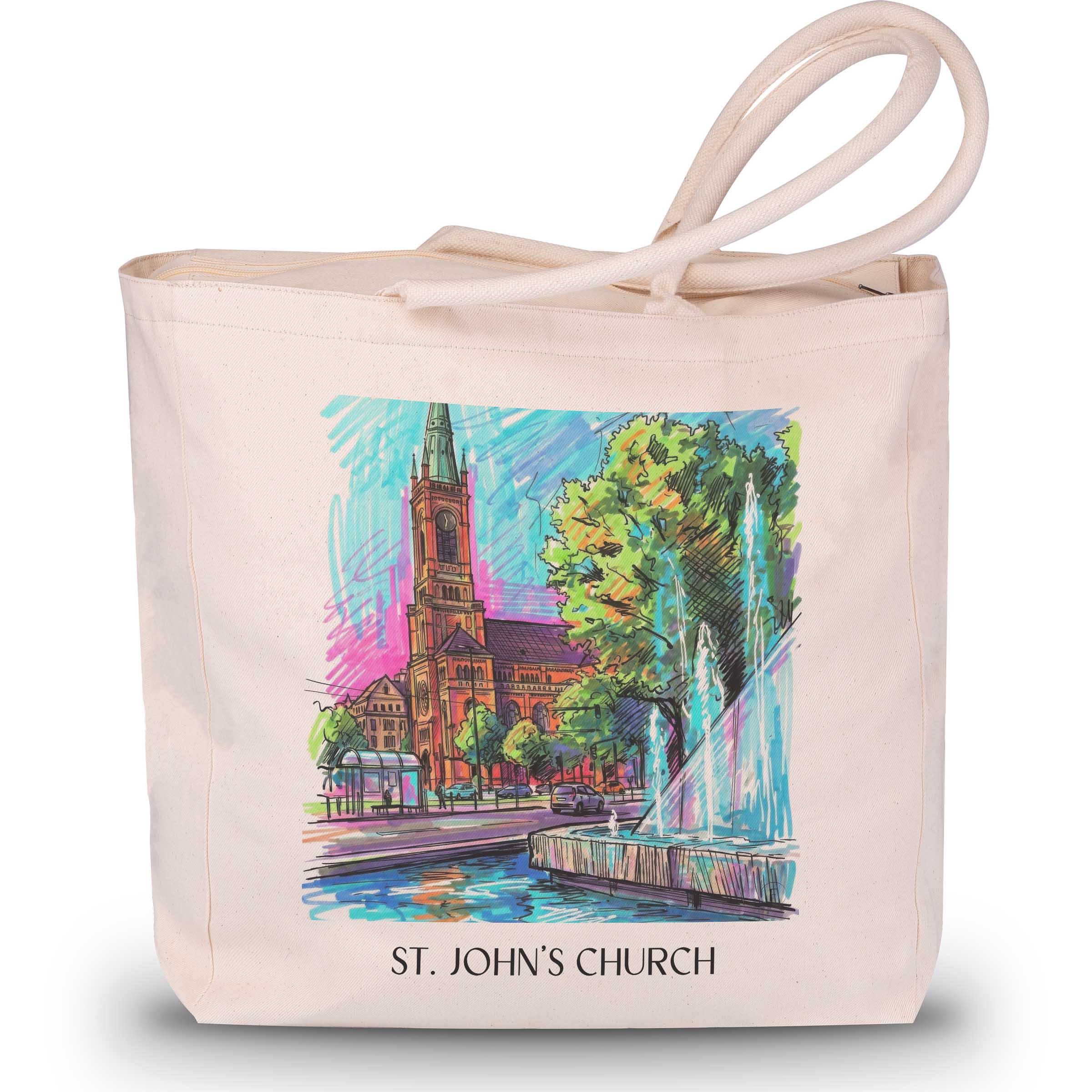 Johanneskirche Shopping Tasche - Düsseldorf - Deutschland Tote Bag - Einkaufstasche im Tag Graffiti Stil