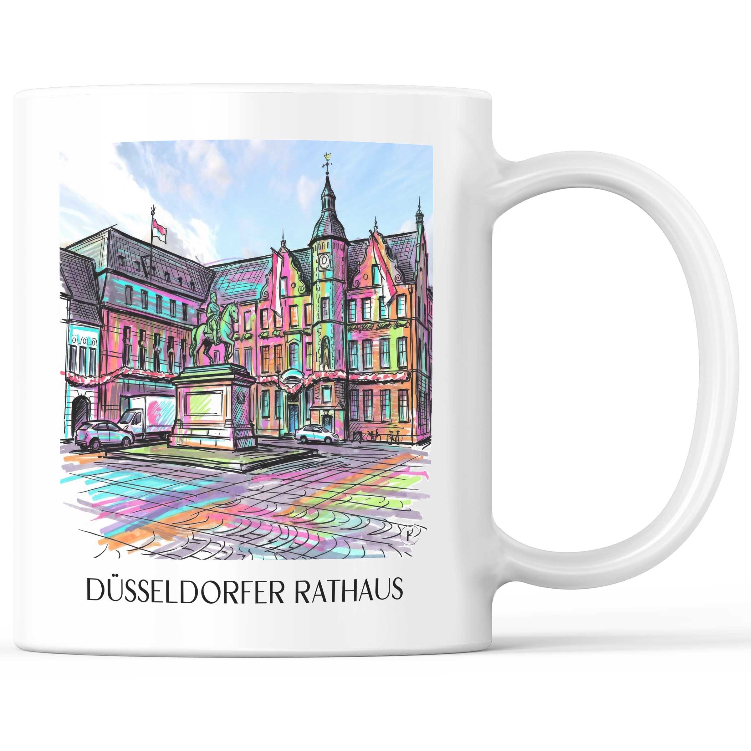 Rathaus Kaffeebecher - Düsseldorf - Deutschland Becher - Kaffeetasse im Tag Graffiti Stil