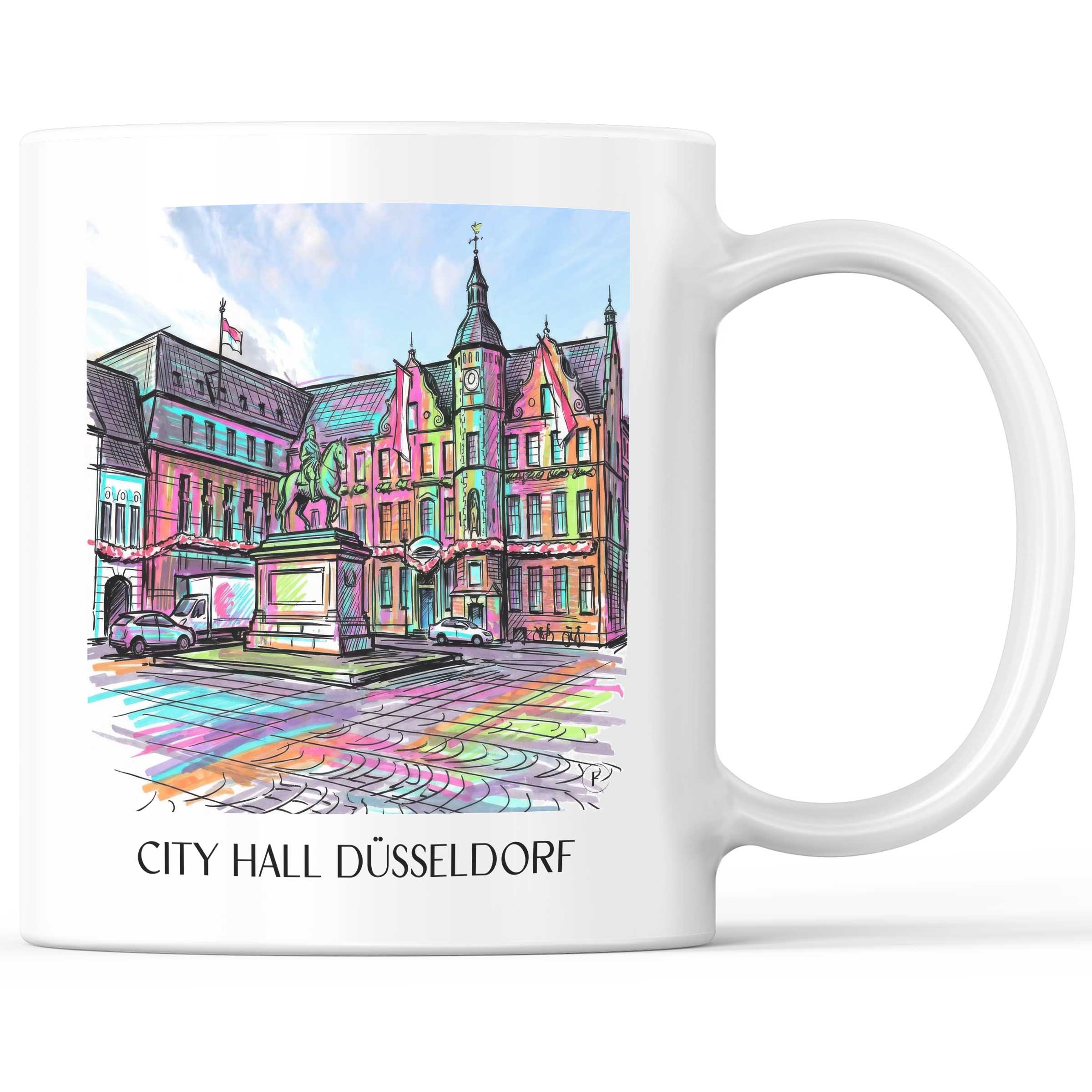 Rathaus Kaffeebecher - Düsseldorf - Deutschland Becher - Kaffeetasse im Tag Graffiti Stil