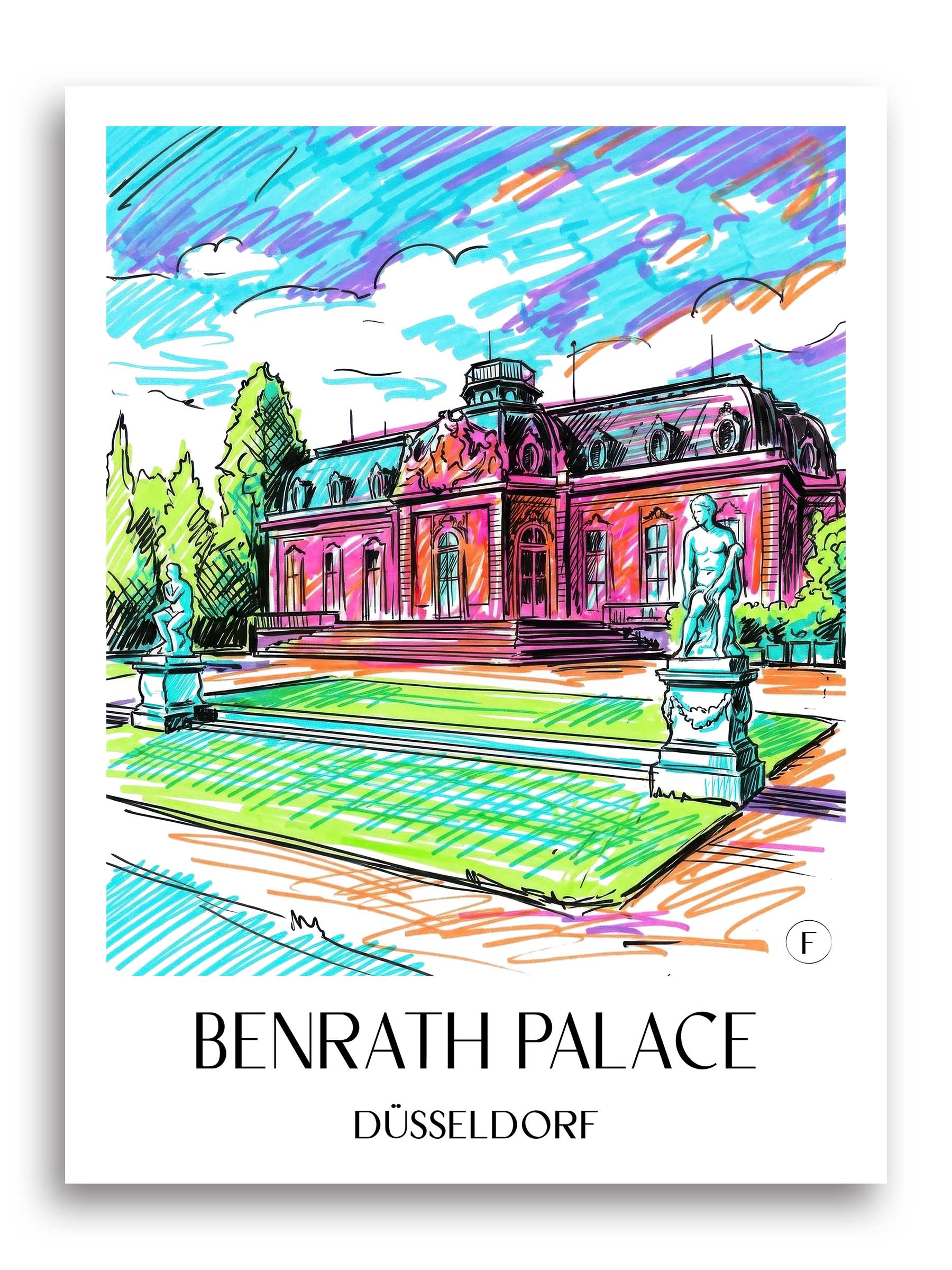 Schloss Benrath Poster - Düsseldorf - Deutschland Kunstdruck - Tag Graffiti von A4 bis A1