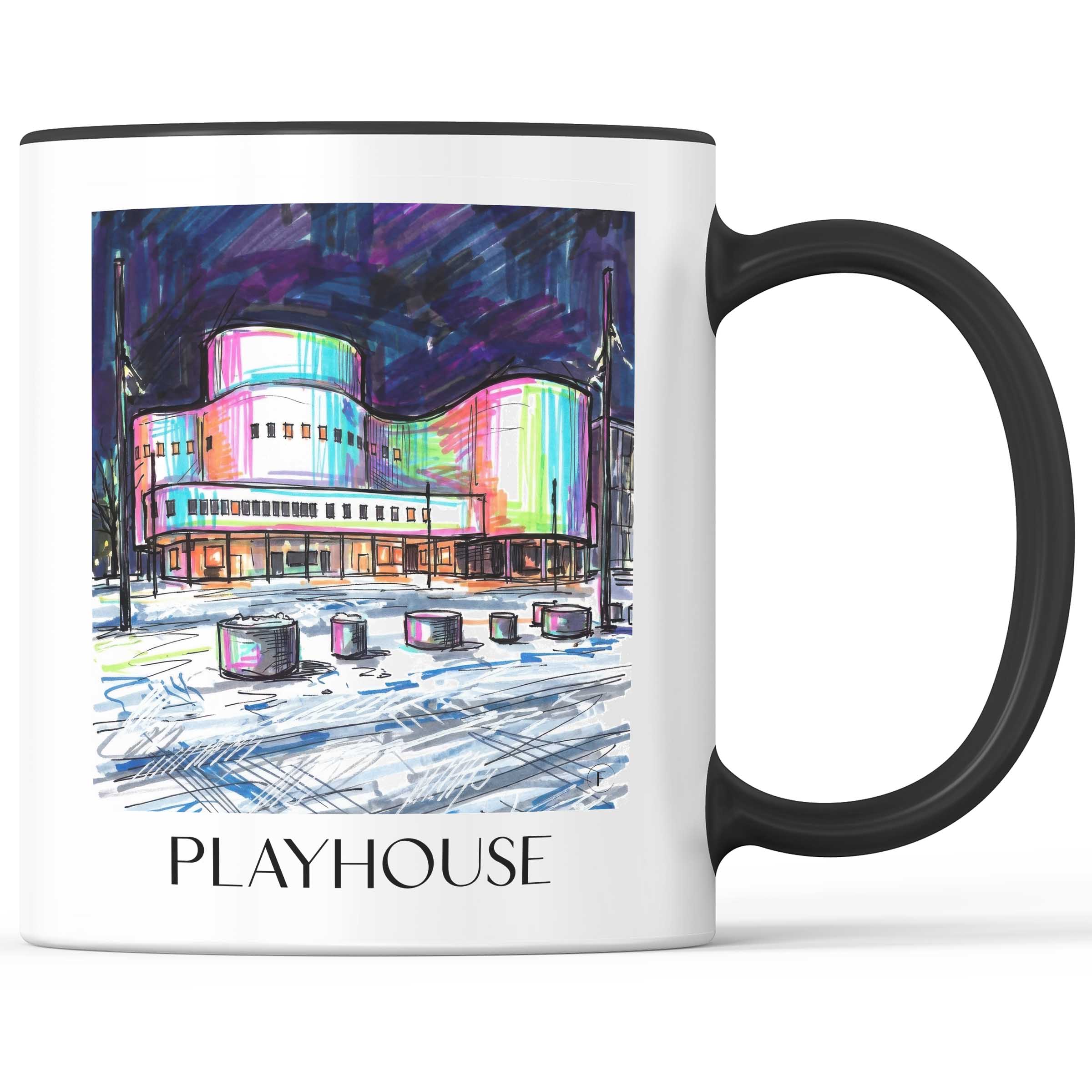 Schauspielhaus Kaffeebecher - Düsseldorf - Deutschland Becher - Kaffeetasse im Tag Graffiti Stil