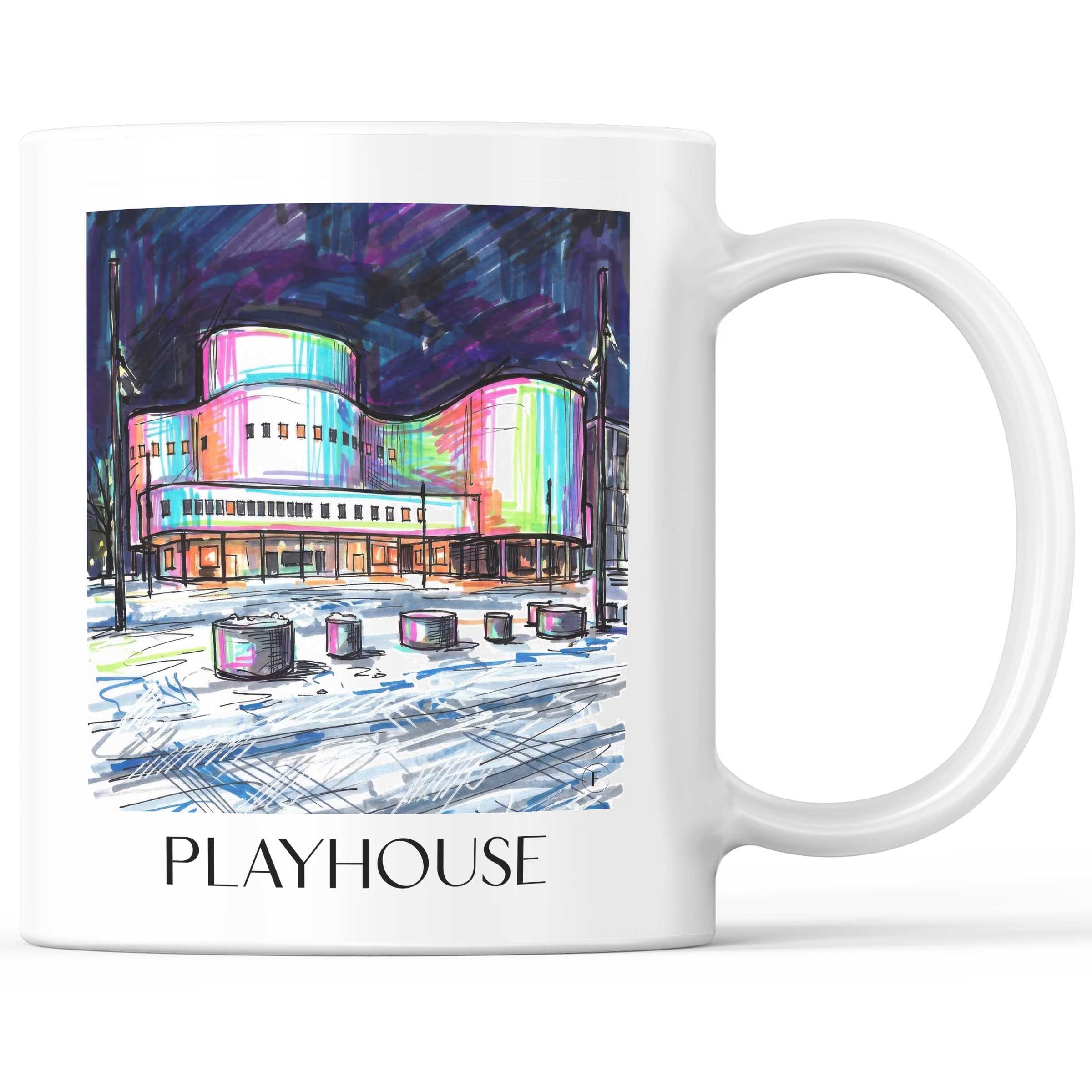 Schauspielhaus Kaffeebecher - Düsseldorf - Deutschland Becher - Kaffeetasse im Tag Graffiti Stil