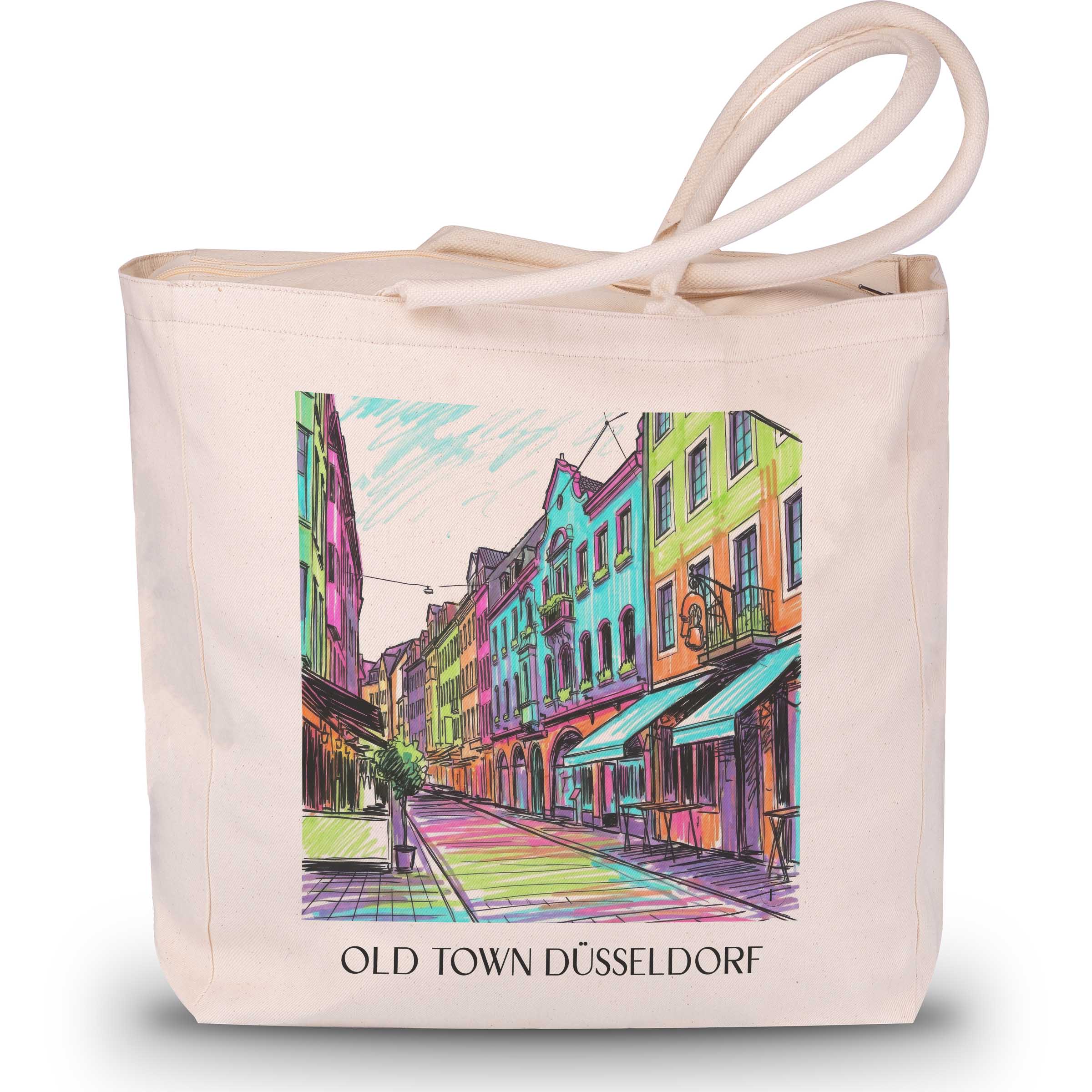 Altstadt Shopping Tasche - Düsseldorf - Deutschland Tote Bag - Einkaufstasche im Tag Graffiti Stil