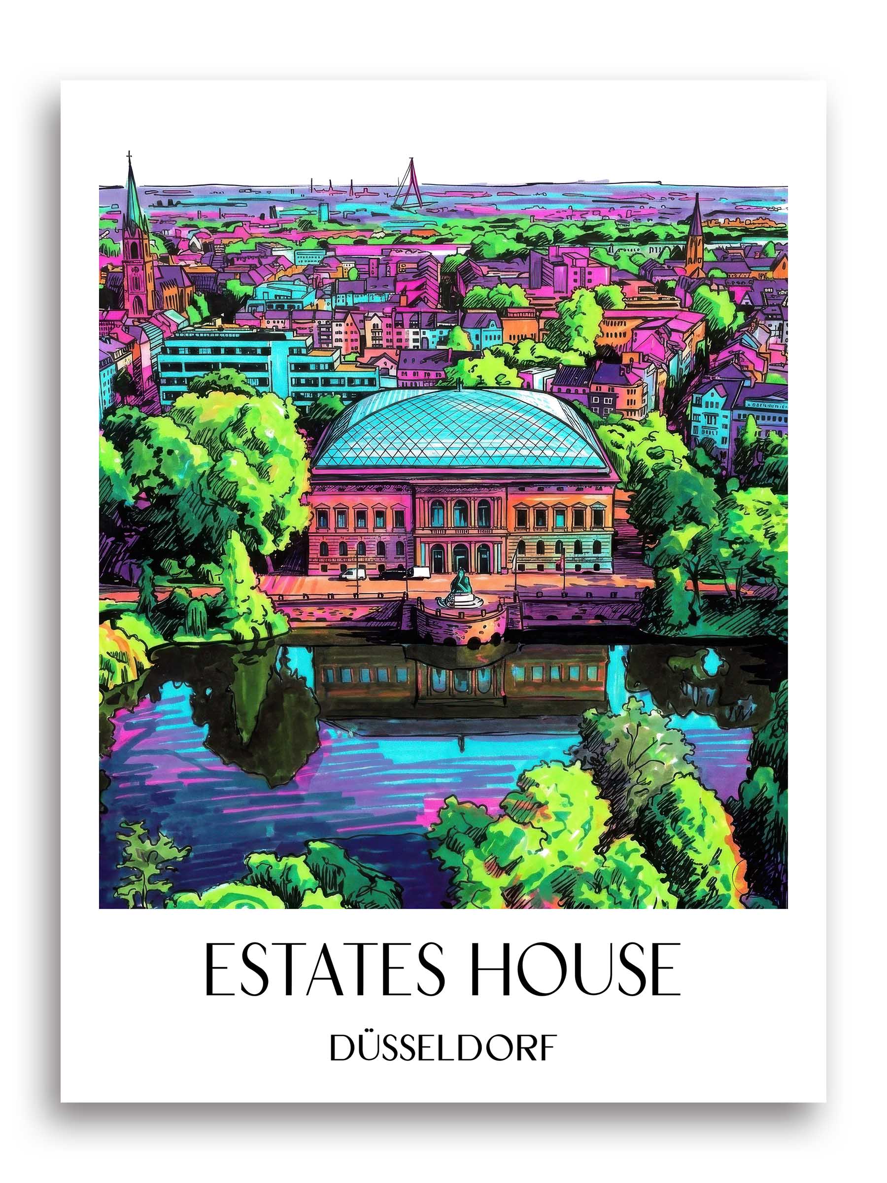 Ständehaus Poster - Düsseldorf - Deutschland Kunstdruck - Tag Graffiti von A4 bis A1