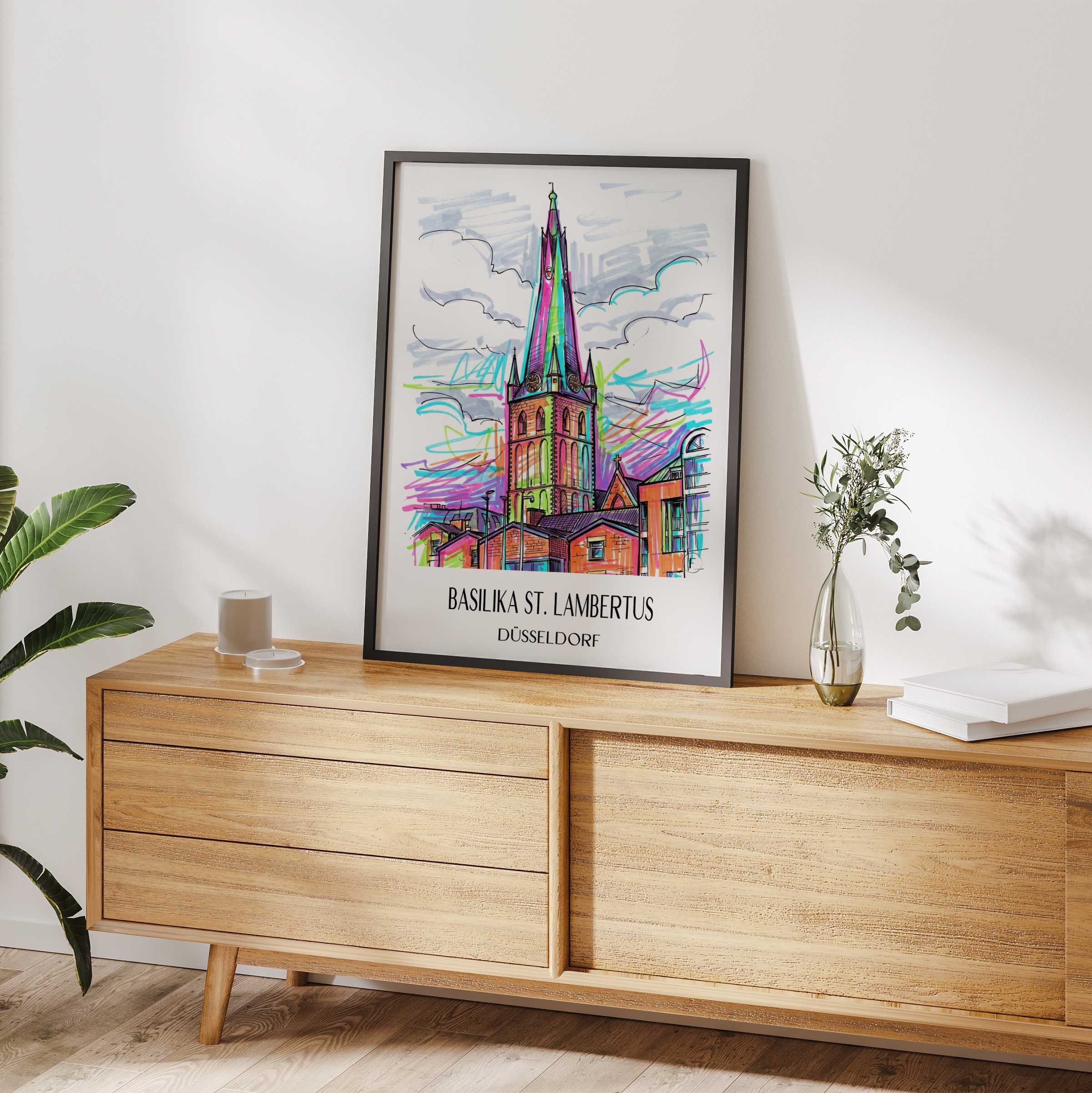 basilika-st.-lambertus-düsseldorf-deutschland-poster-graffiti