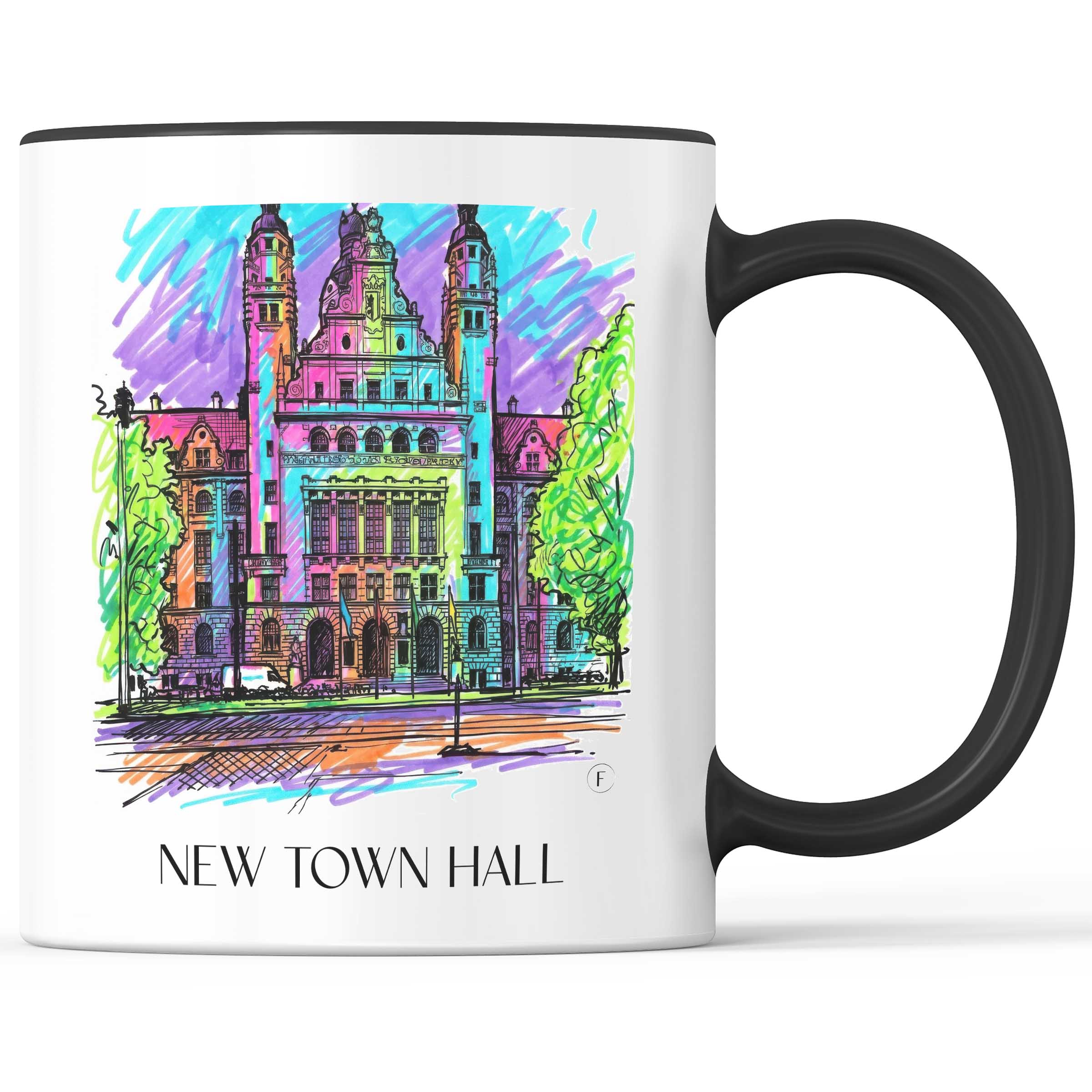Neues Rathaus Kaffeebecher - Leipzig - Deutschland Becher - Kaffeetasse im Tag Graffiti Stil