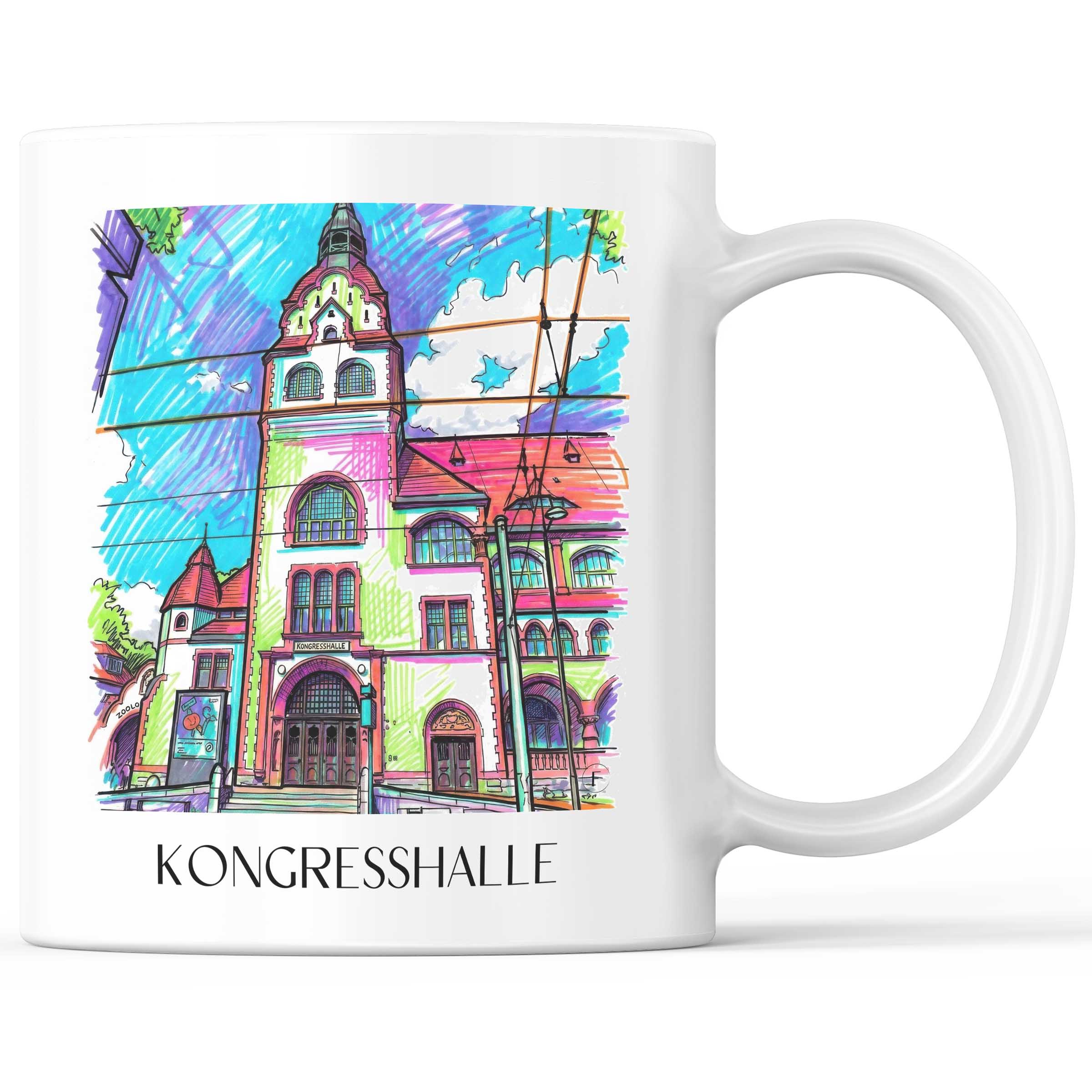 Kongresshalle Kaffeebecher - Leipzig - Deutschland Becher - Kaffeetasse im Tag Graffiti Stil