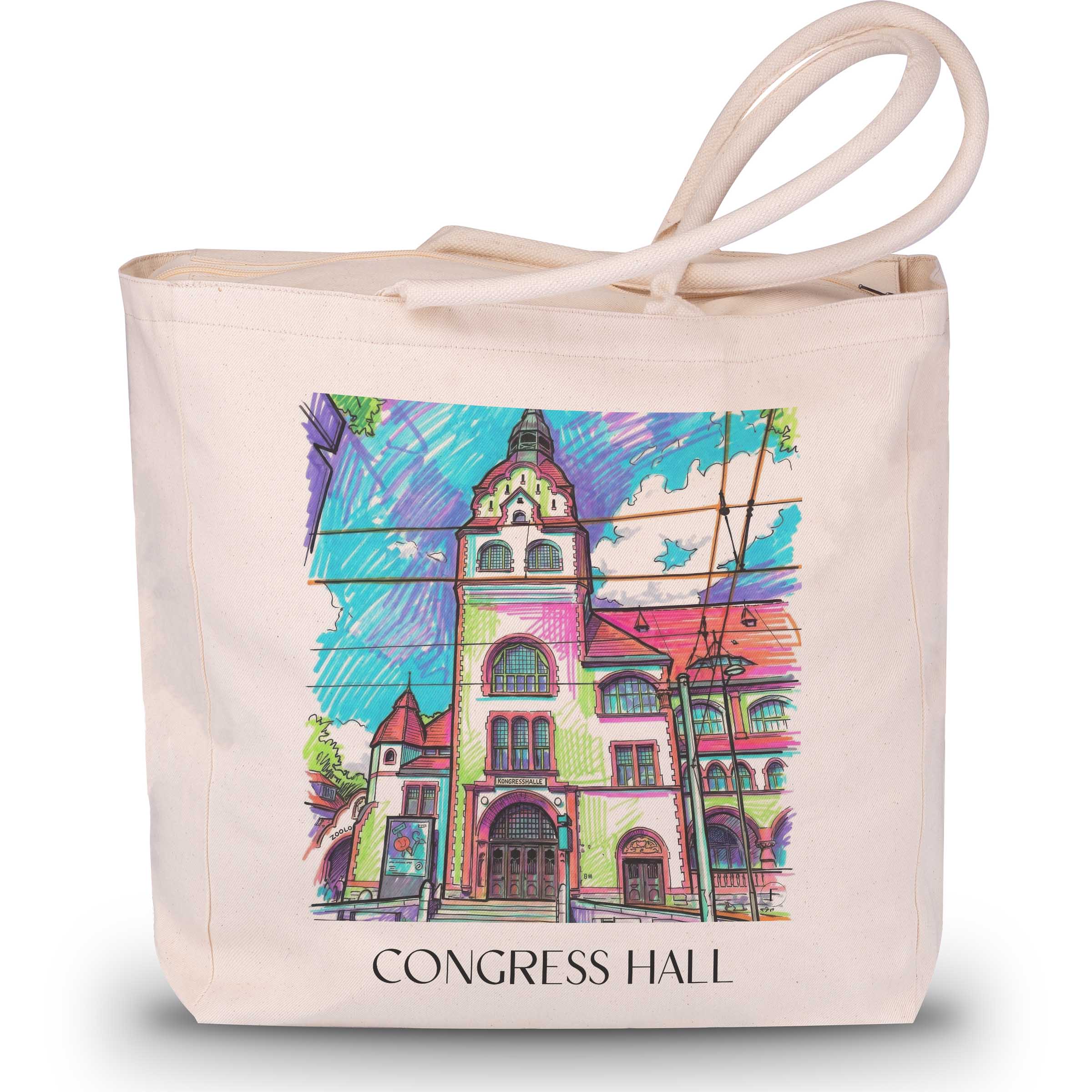 Kongresshalle Shopping Tasche - Leipzig - Deutschland Tote Bag - Einkaufstasche im Tag Graffiti Stil