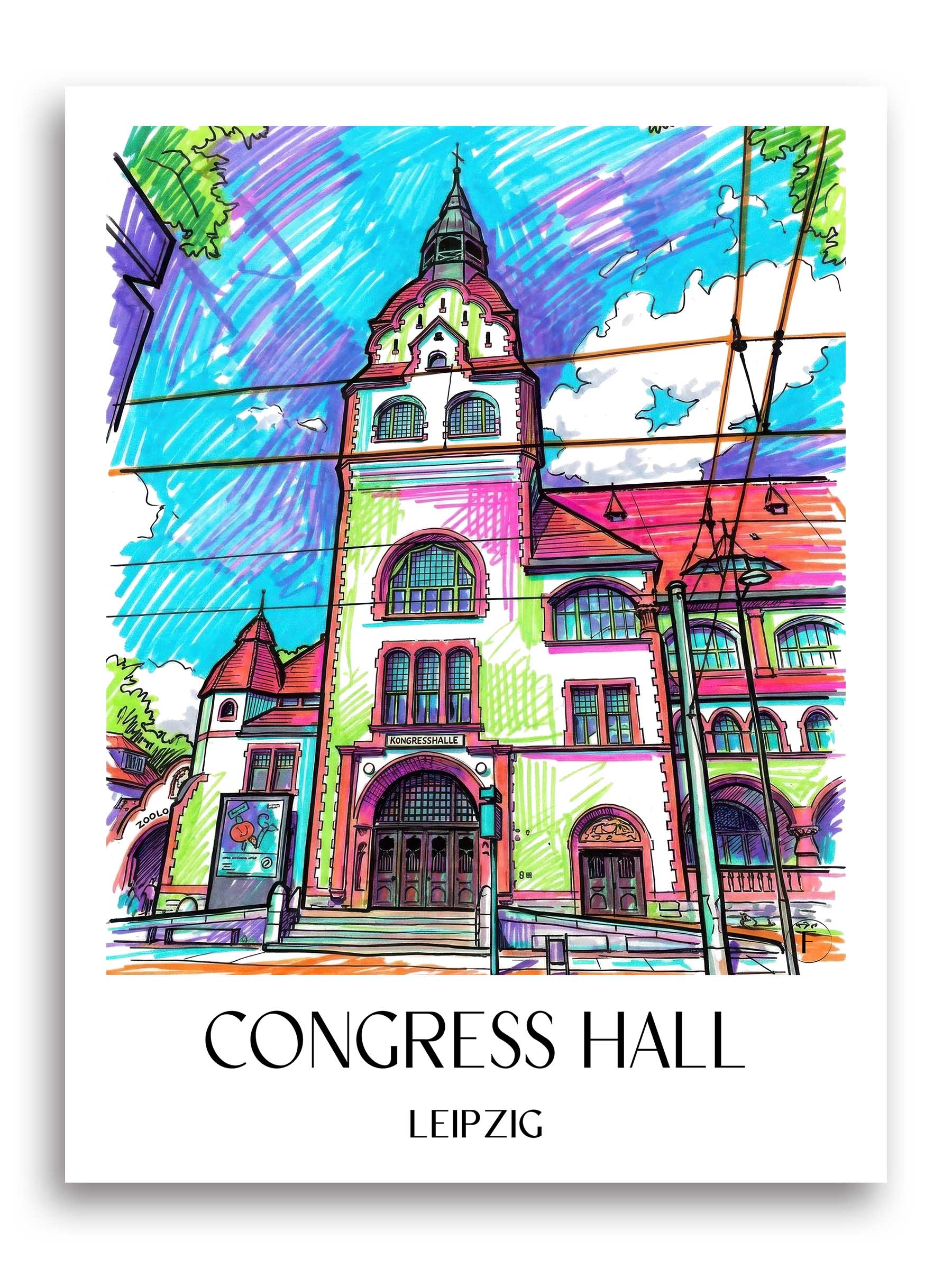 Kongresshalle Poster - Leipzig - Deutschland Kunstdruck - Tag Graffiti von A4 bis A1