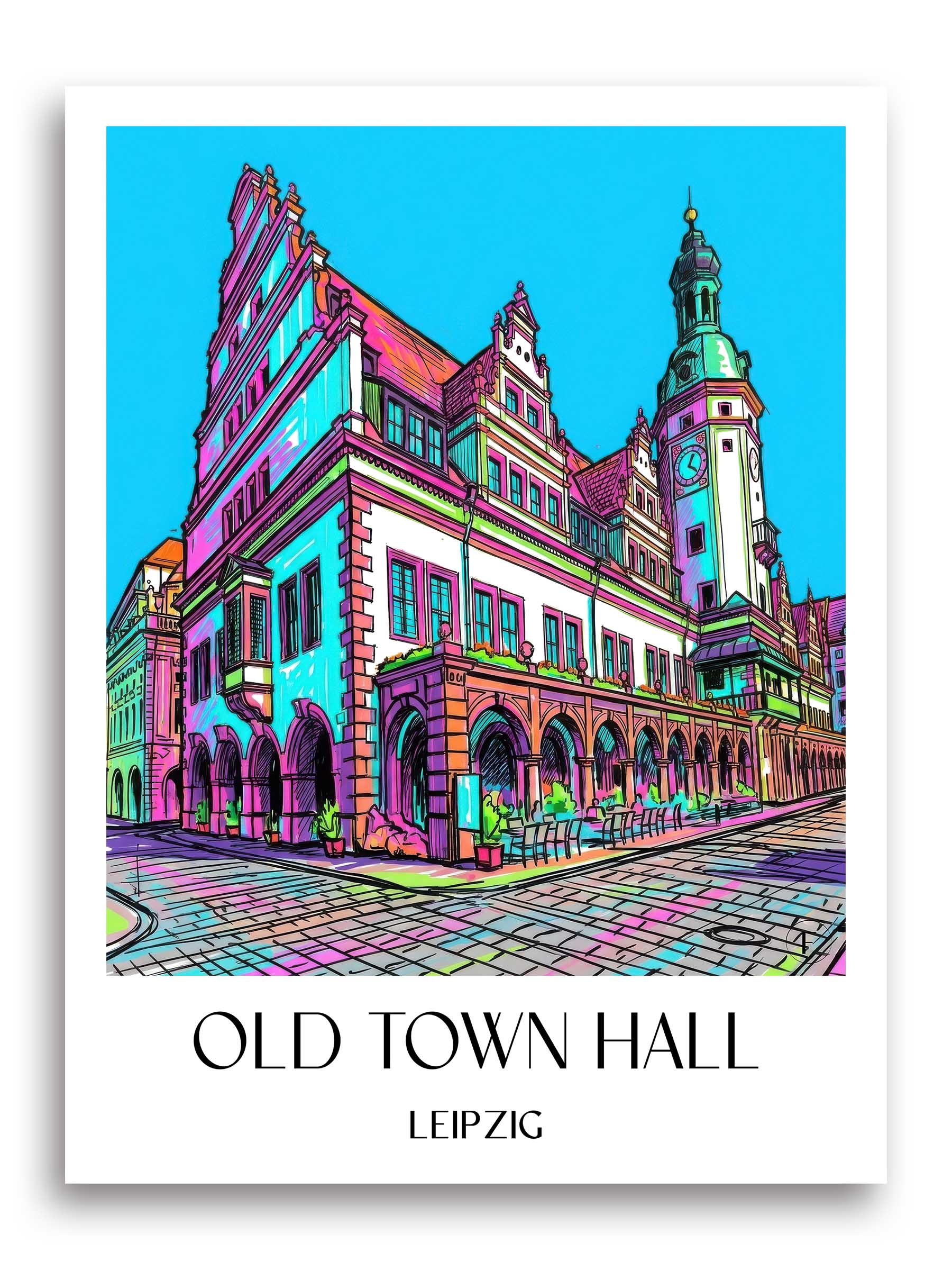 Altes Rathaus Poster - Leipzig - Deutschland Kunstdruck - Tag Graffiti von A4 bis A1