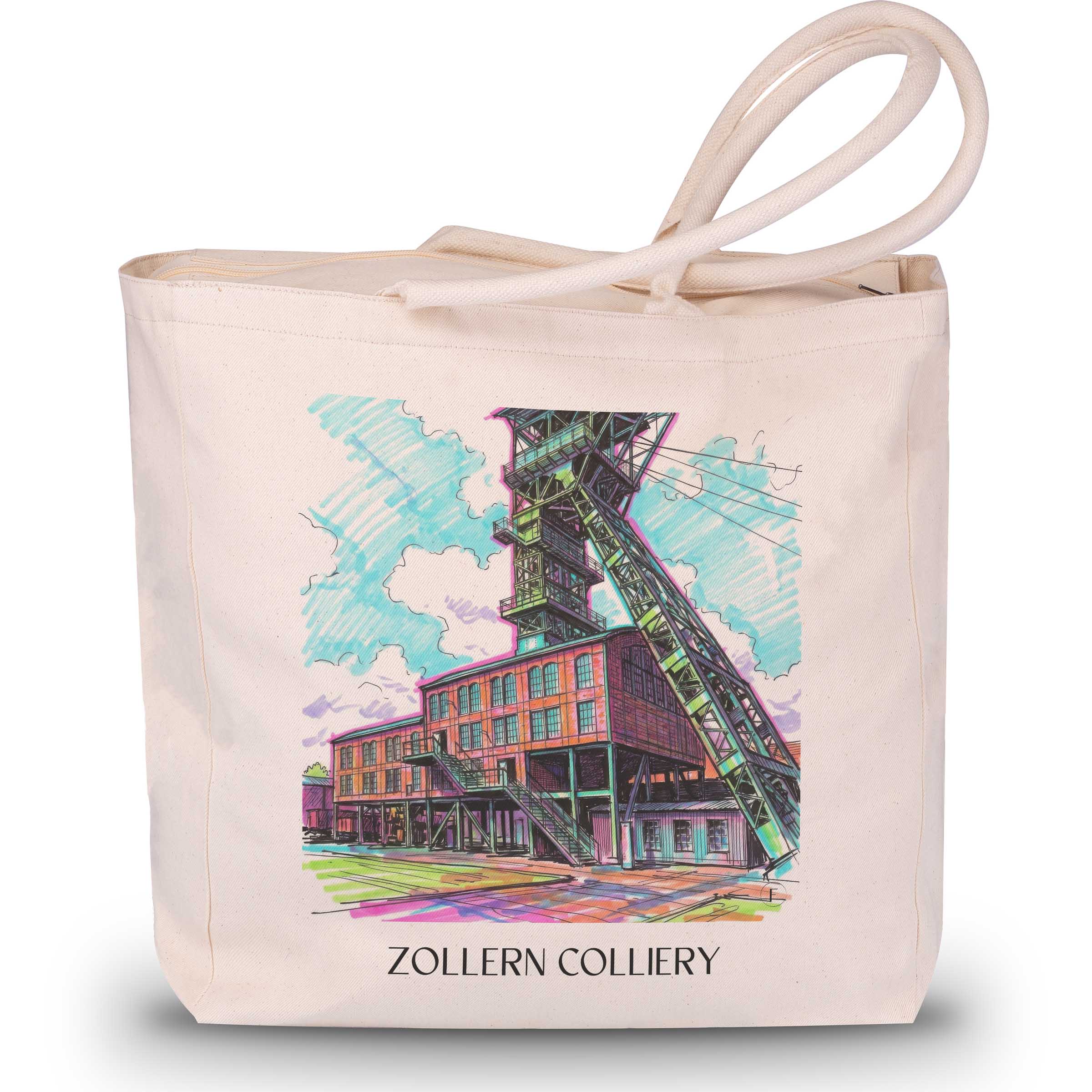 Zeche Zollern Shopping Tasche - Dortmund - Deutschland Tote Bag - Einkaufstasche im Tag Graffiti Stil