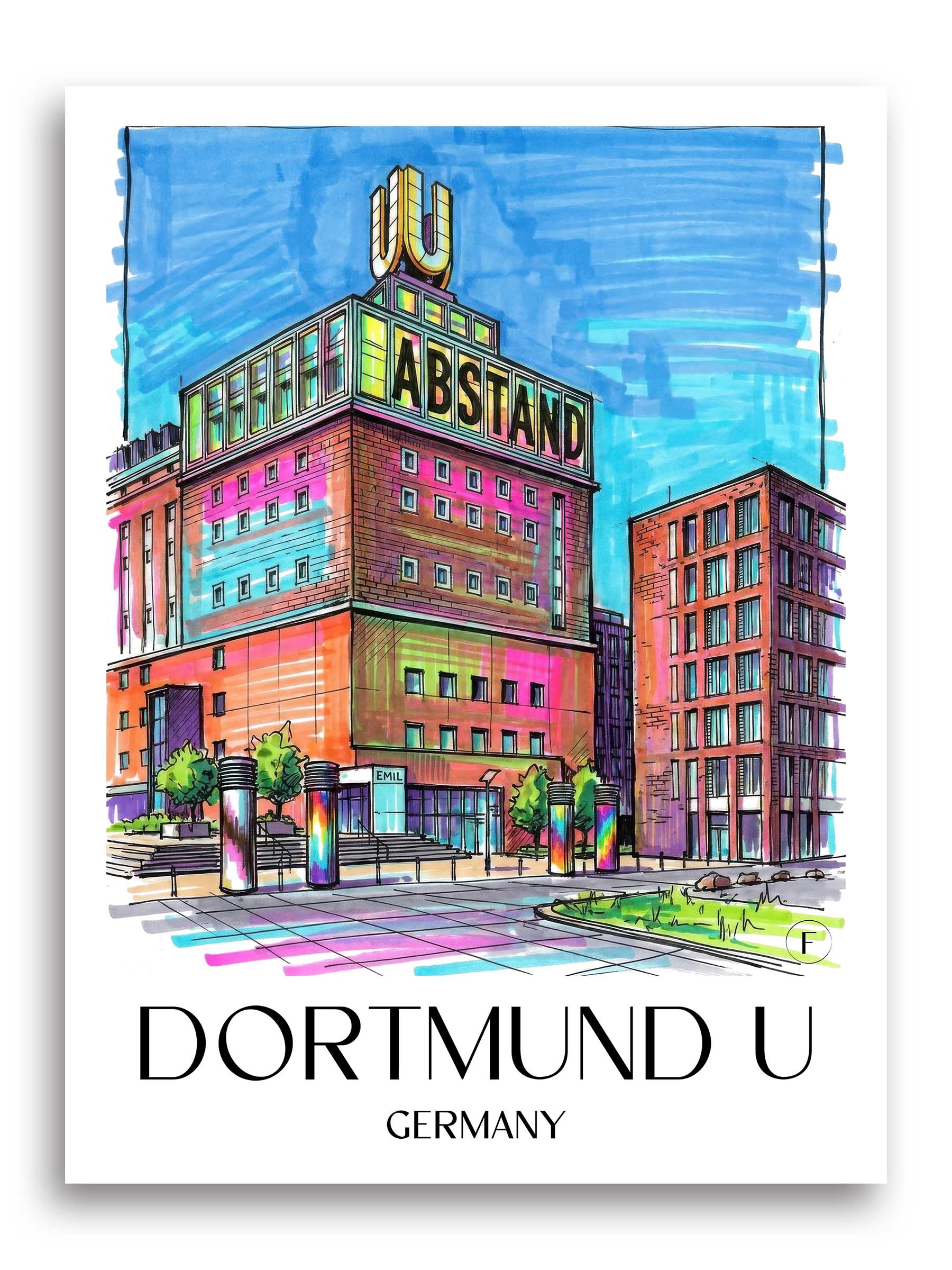 Dortmund U Poster - - Deutschland Kunstdruck - Tag Graffiti von A4 bis A1