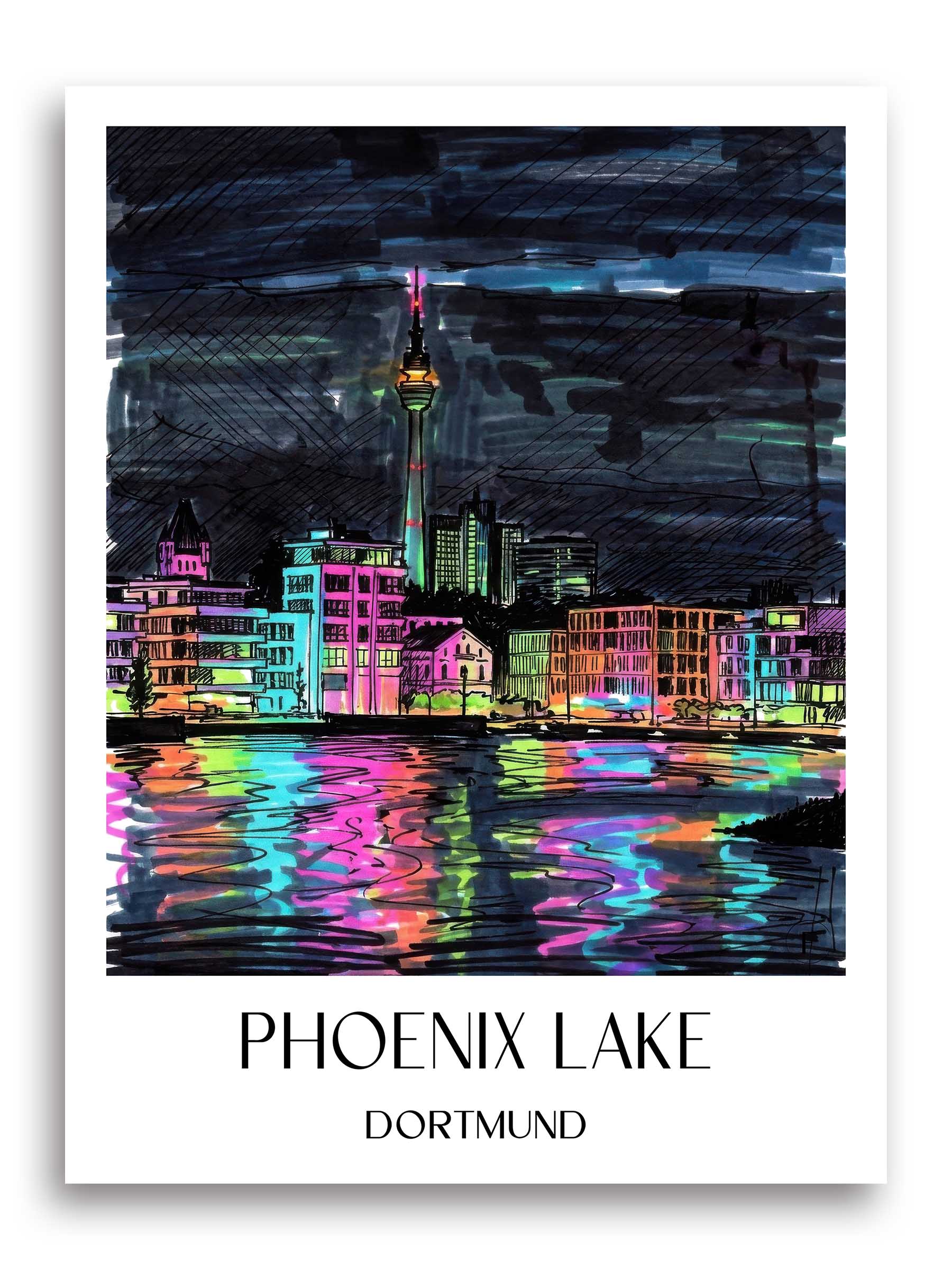 Phoenix See Poster - Dortmund - Deutschland Kunstdruck - Tag Graffiti von A4 bis A1
